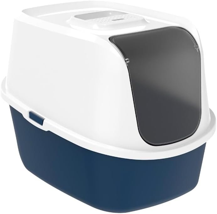 Moderna Blue Enclosed Litter Box for Cats, Large
