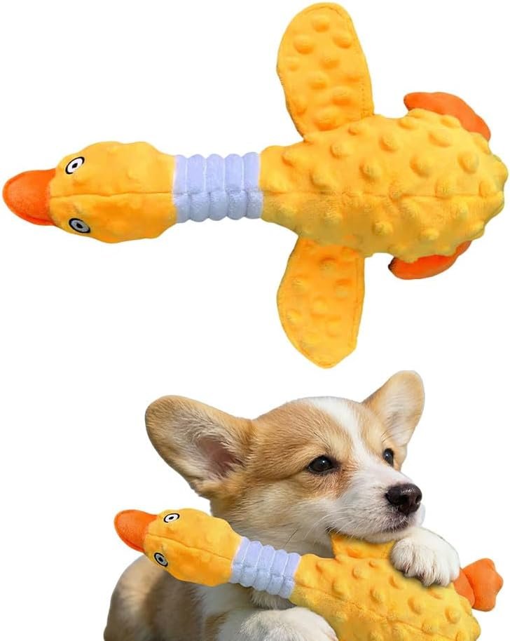 Dog Toys for Aggressive Chewers, 2026 New Duck Dog Toys Calming Toy for Dogs, Indestructible Toy with Built-in Squeaker for Boredom Relief, Yellow Duck Dog Plush for Dogs (Yellow)