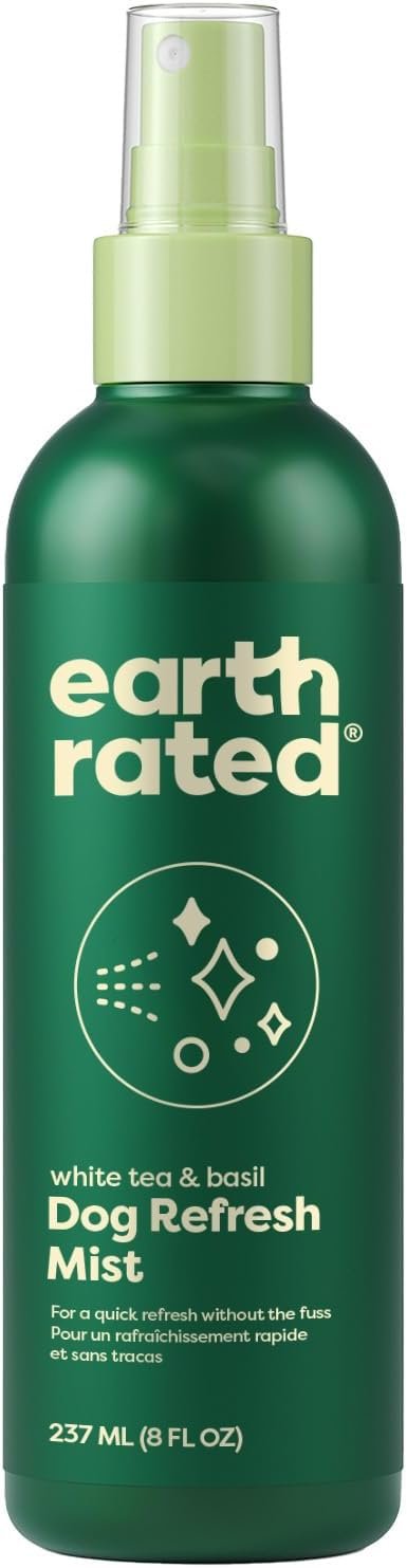 Earth Rated Dog Deodorizing Conditioner Spray, Conditioning & Odor-Eliminating Perfume for Dogs, for All Coat Types, Refreshing White Tea & Basil Scent, 8 oz