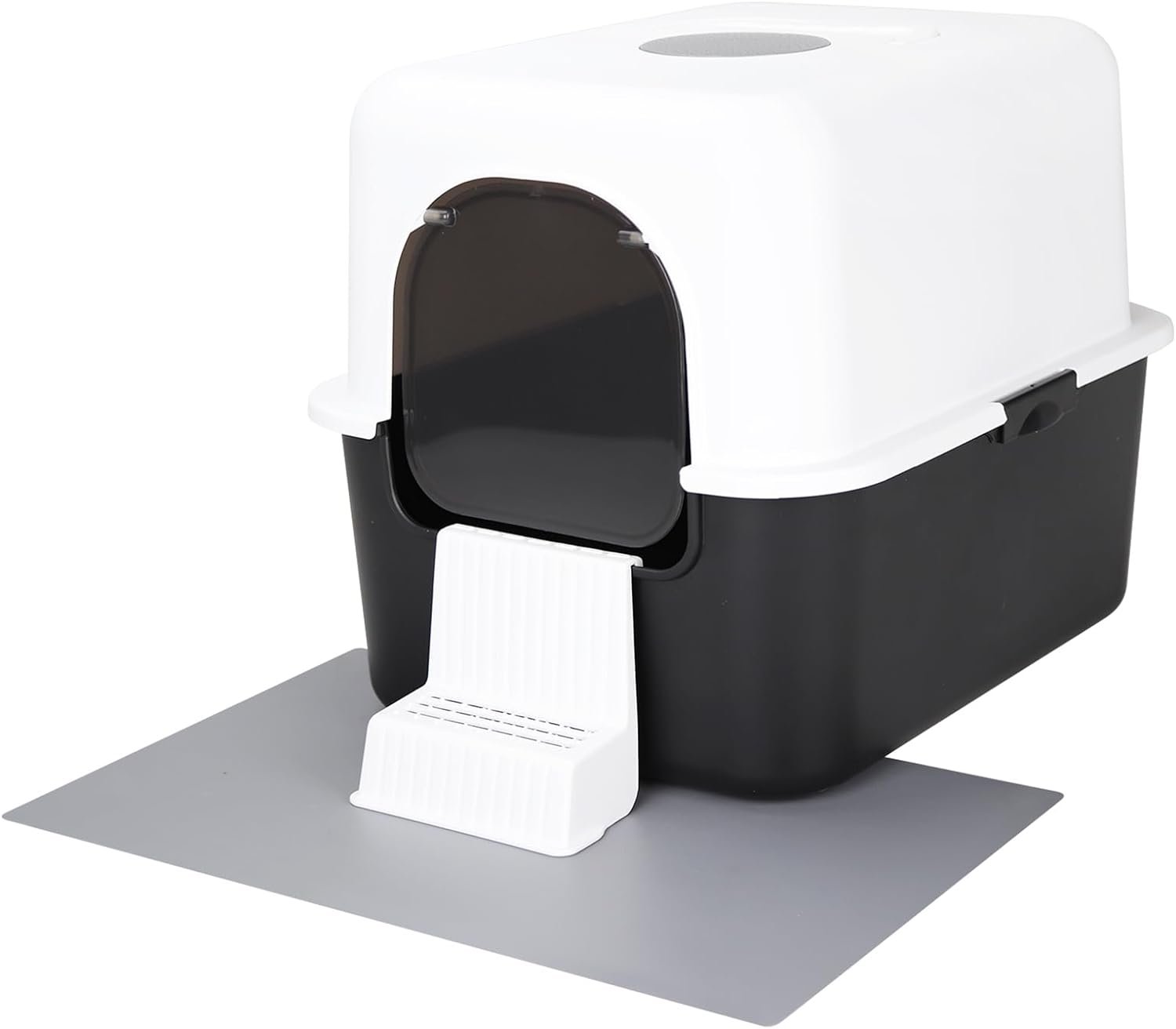 Sfozstra Black Enclosed Cat Litter Box with Lid – Lift-Off Buckle Lock for Easy Cleaning, High Sides Splash-Proof & Leak-Proof, Odor-Reducing with Deodorizer, Includes Sand Pedal, for Cats up to 8 lbs