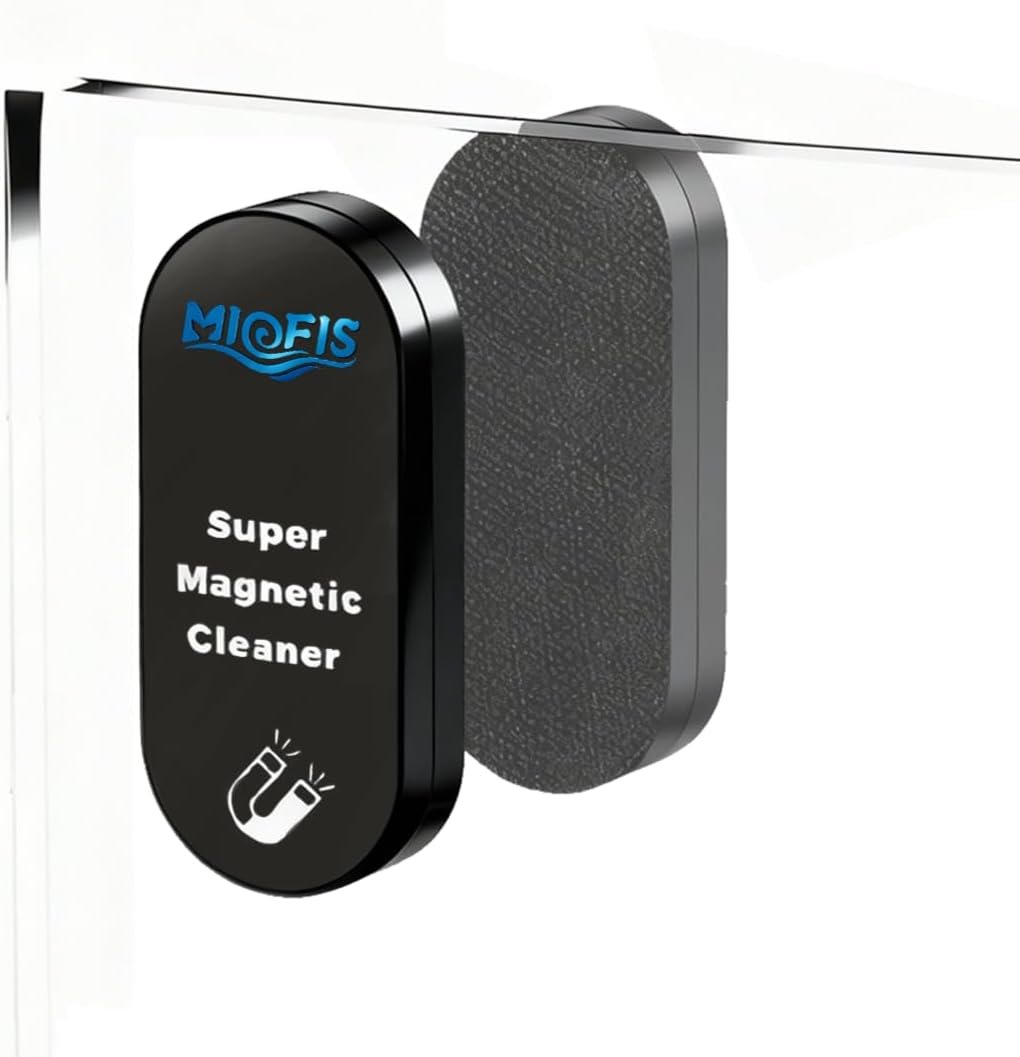 Magnetic Aquarium Cleaner, N52 Strong Magnet Algae Scraper for Fish Tank Glass, Ultra-Thin 0.55″ Coral Safe, Fits 0.6″ Glass 120 Gallon, Freshwater Marine (Not Acrylic) (STD)