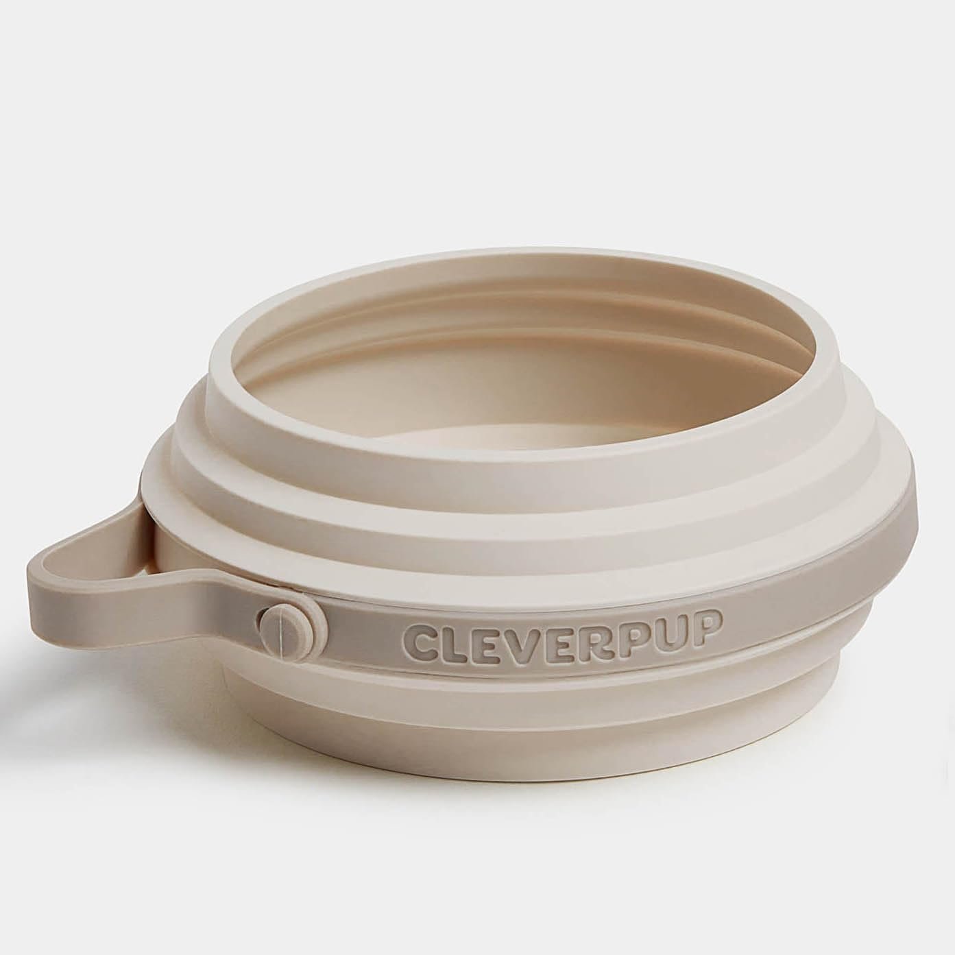 Cleverpup Nomad Small Collapsible Travel Dog Bowl – 2 Cup BPA-Free Silicone for Small & Medium Dogs, Portable, Sturdy, Food & Water, Dishwasher Safe – Sand