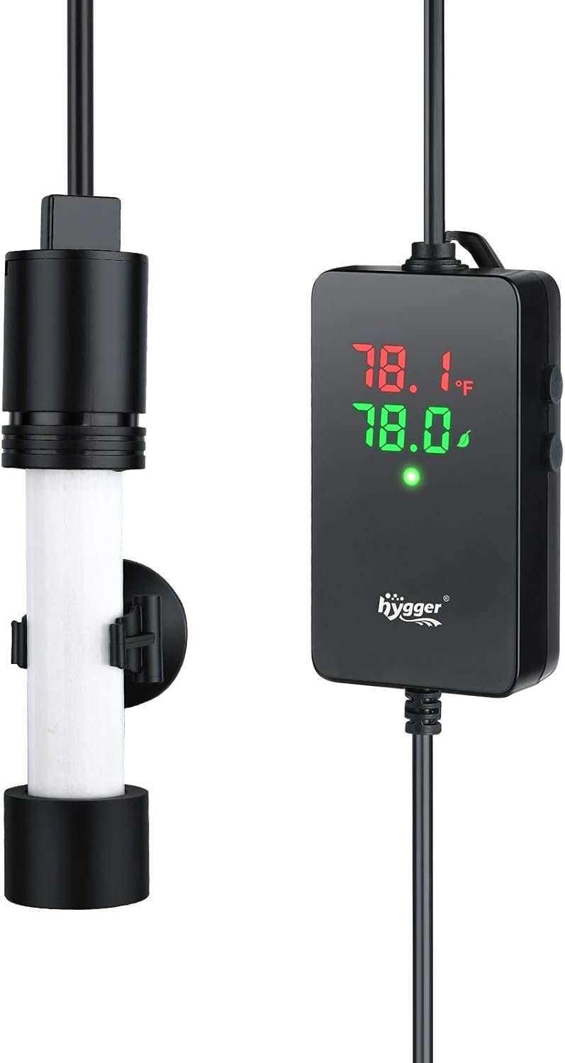 hygger ECO Precise Aquarium Submersible Heater, 200W for 20-40 Gallon Fish Tank Heater with Digital Display Adjustable Controller for Saltwater Freshwater