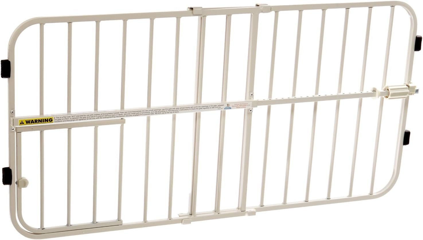 Carlson 24-38″ Lil Tuffy Expandable Metal Dog Gate for Doorways, Indoor Pet Gate with Small Pet Door, No-Drill Pressure Mount, White