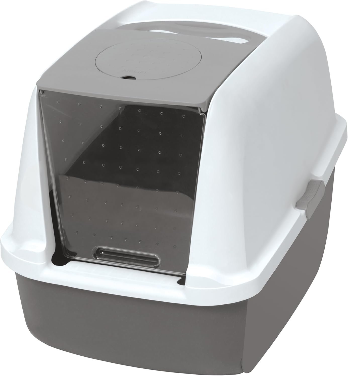 Catit Airsift Litter Pan Large – Covered Cat Litter Box with Dual-Action Odor Control Leak Preventing Design – Includes Filter Pad, Easy to Clean, Reduces Litter Tracking – 22.4” L x 18.3” H x 15.3” W