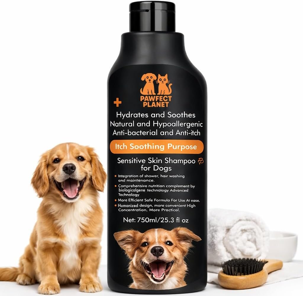 Dog Shampoo for Itchy Skin Relief – Natural Anti Itch Formula with Aloe Vera & Tea Tree Oil 750ml – Hypoallergenic Shampoo for Dogs Allergies Hot Spots Sensitive Skin – pH Balanced Pet Wash All Breeds