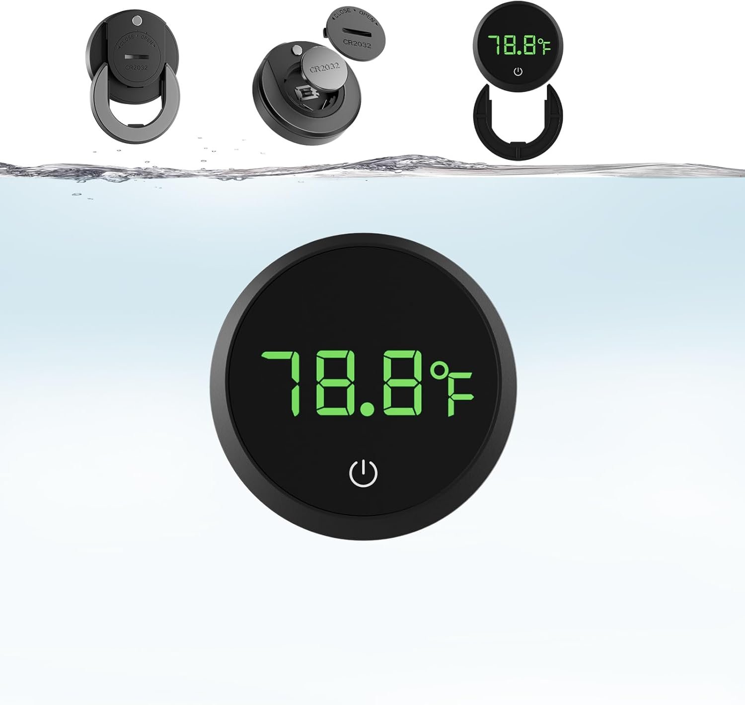 Carefree Fish Aquarium Digital Thermometer Cordless Replaceable Battery LED Display Temperature Measurement Error ±0.9℉(US Patent Number:D1038779S)