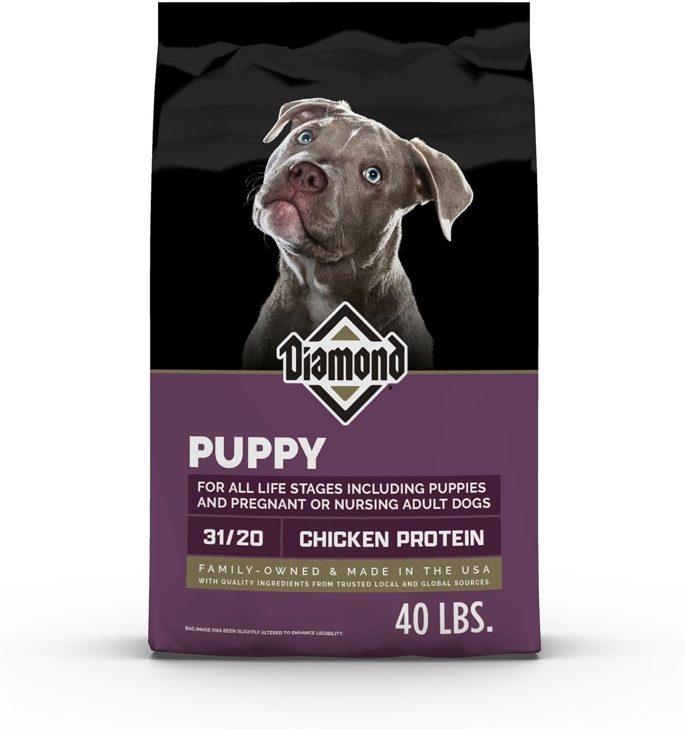 Diamond Puppy 31/20 High Protein Formula for All Life Stages Including Puppies and Pregnant and Nursing Adult Dogs Dry Food 40lb