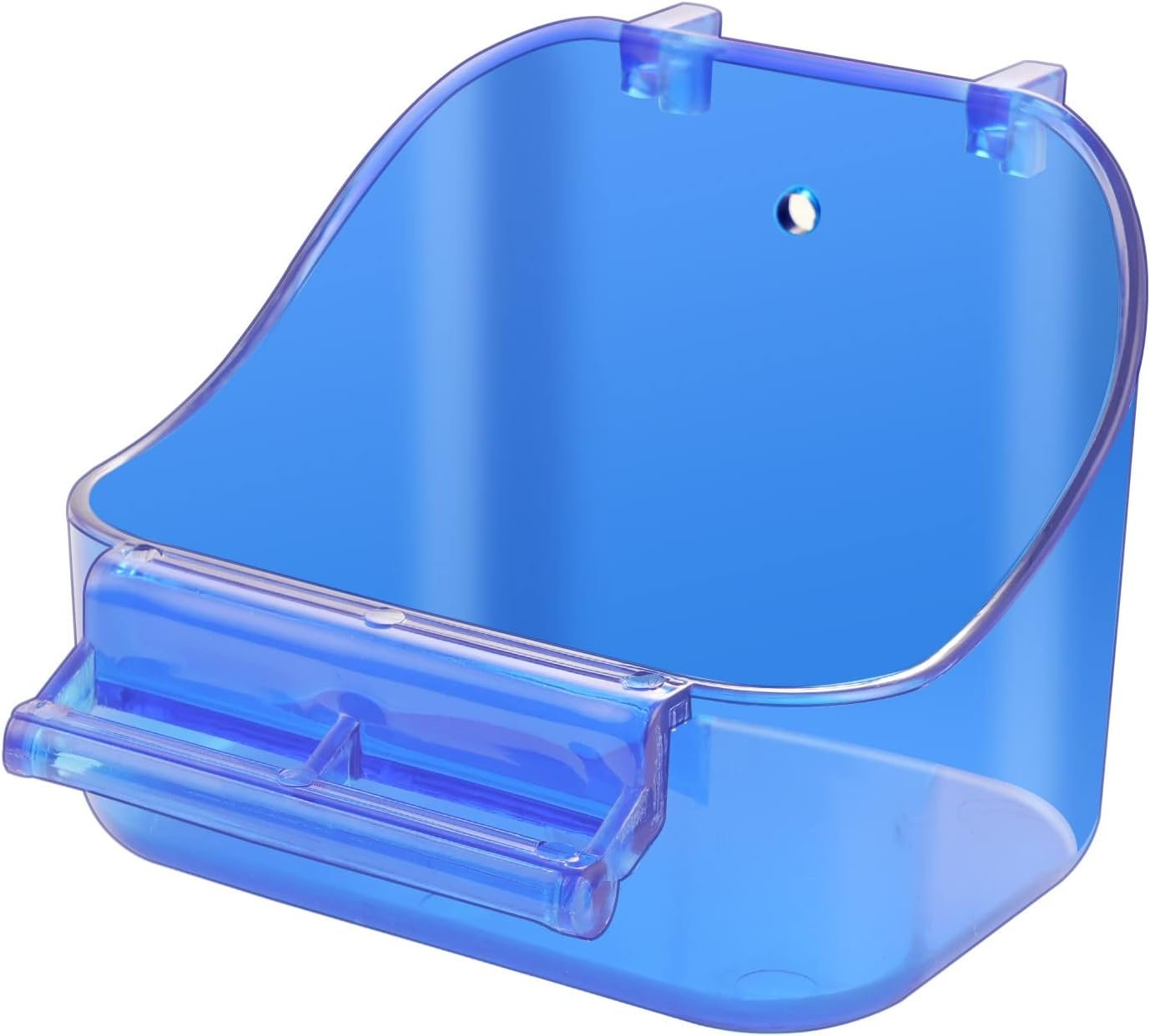 Acrylic Hanging Bird Bath for Small Birds – Bird Cage Accessory Bathing Tub for Parakeet Canary Budgerigar Lovebirds, with Fixing Screws, 5 x 3.6 x 4 Inches, Blue, 1PCS
