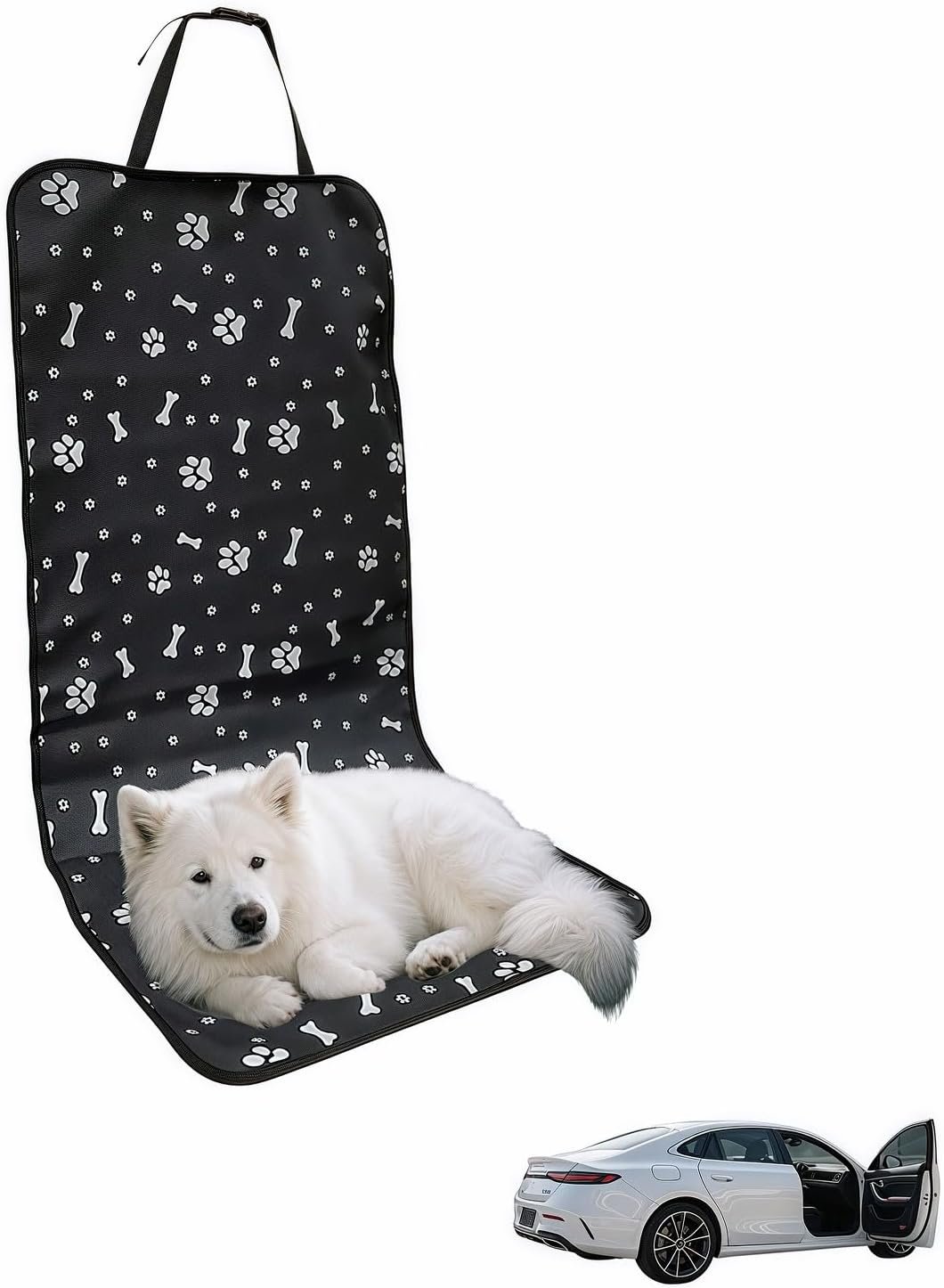 Waterproof Pet Car Seat Cover for Dogs&Cats,Non-Slip Oxford Fabric Hammock,Easy Clean Travel Mat for Front & Back Seat, Adjustable Buckle Design,19.29×17.3 Inch,Heavy Duty Dog Car Seat Protector