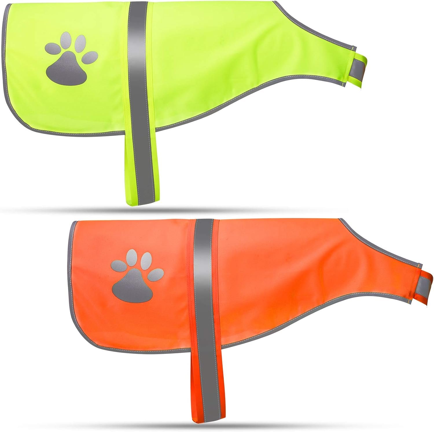 Geyoga 2 Pieces Dog Reflective Vest Adjustable Dog Safety Service Vest Pet High Visibility Apparel Pet Jacket Clothes Safeguard for Hunting Outdoor Walking Night(M,Blaze Orange, Fluorescent Yellow)
