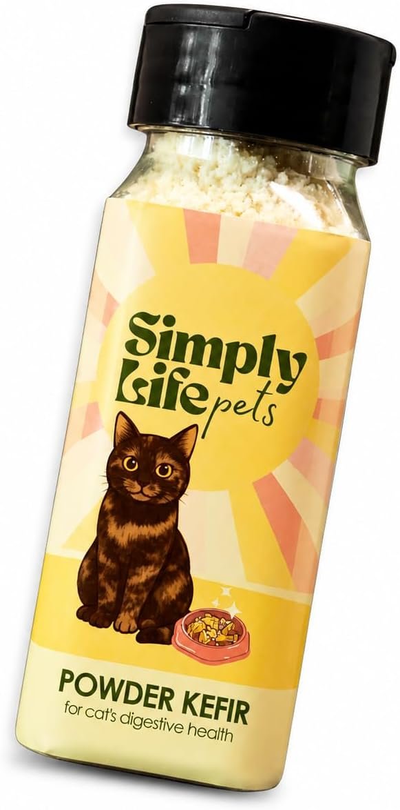 Simply Life Pets Probiotic Kefir Powder for Cats, Freeze-Dried Digestive Support, Gut and Immune Support, Easy to Sprinkle, for Picky and Sensitive Cats, 1 oz