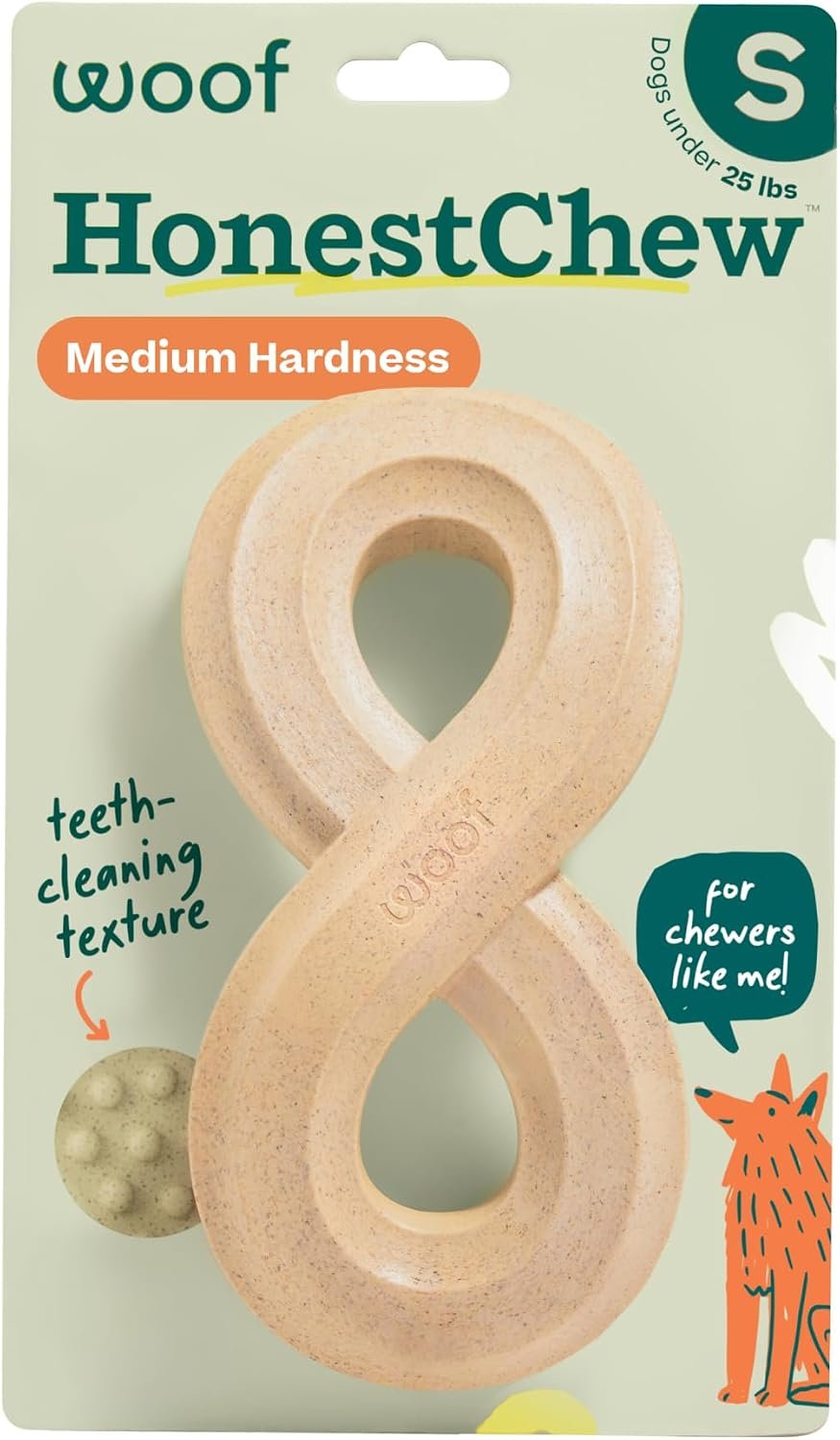 WOOF HonestChew Dog Toy Infinity – Durable Dog Chews – Made with Natural, Plant-Based Ingredients – Splinter-Resistant – Safer Than Dog Bones – Small