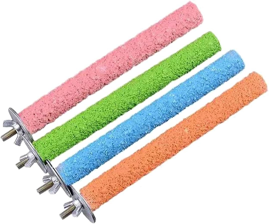 Hamiledyi 4 PCS Parrot Perch Stand Toy 7.9×0.8inch Bird Cage Perch Natural Paw Grinding Stick for Medium Parrots Parakeets Cockatiels Lovebirds Chewing Stick (M)
