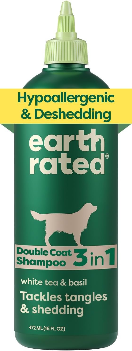 Earth Rated Deshedding Dog Shampoo, Hypoallergenic 3-in-1, Shampoo & Conditioner for Dogs & Puppies, Deodorizing, 98.5% Natural Origin Ingredients, 16 oz