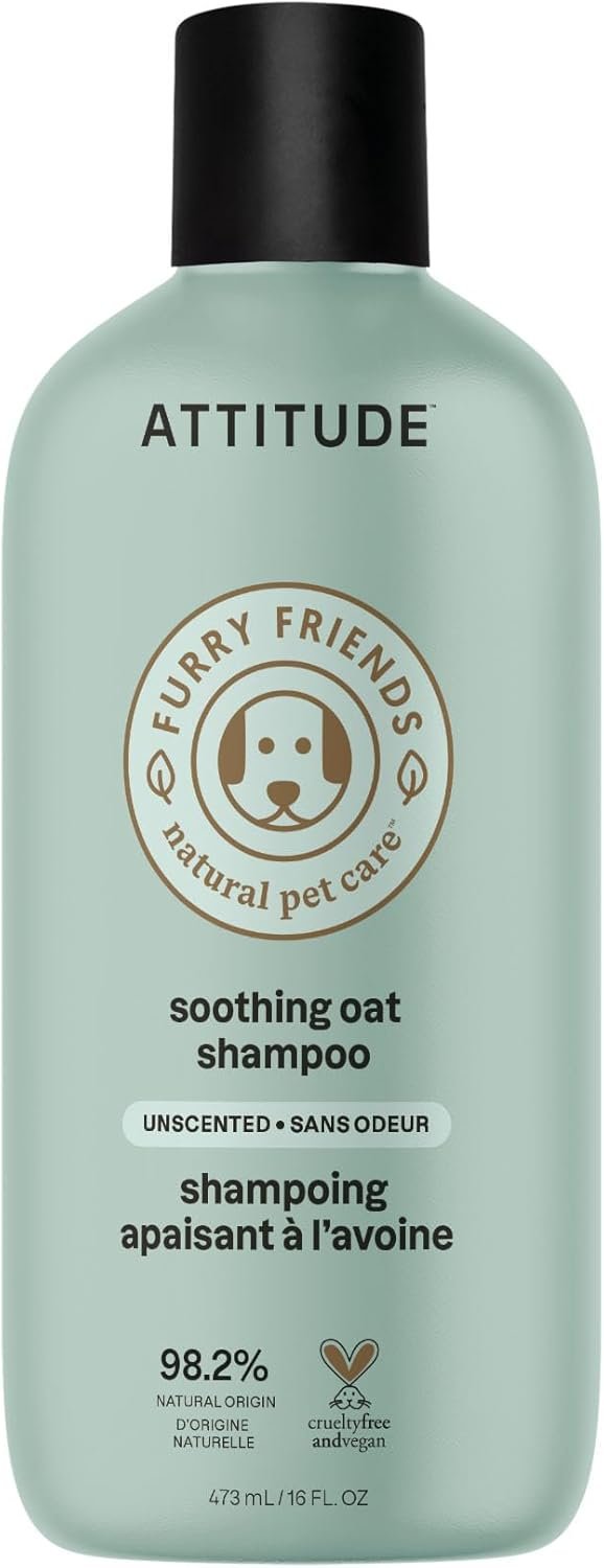 Attitude Soothing Shampoo for Cat & Dog, Vegan and Cruelty-Free, Unscented, 16 Fl Oz