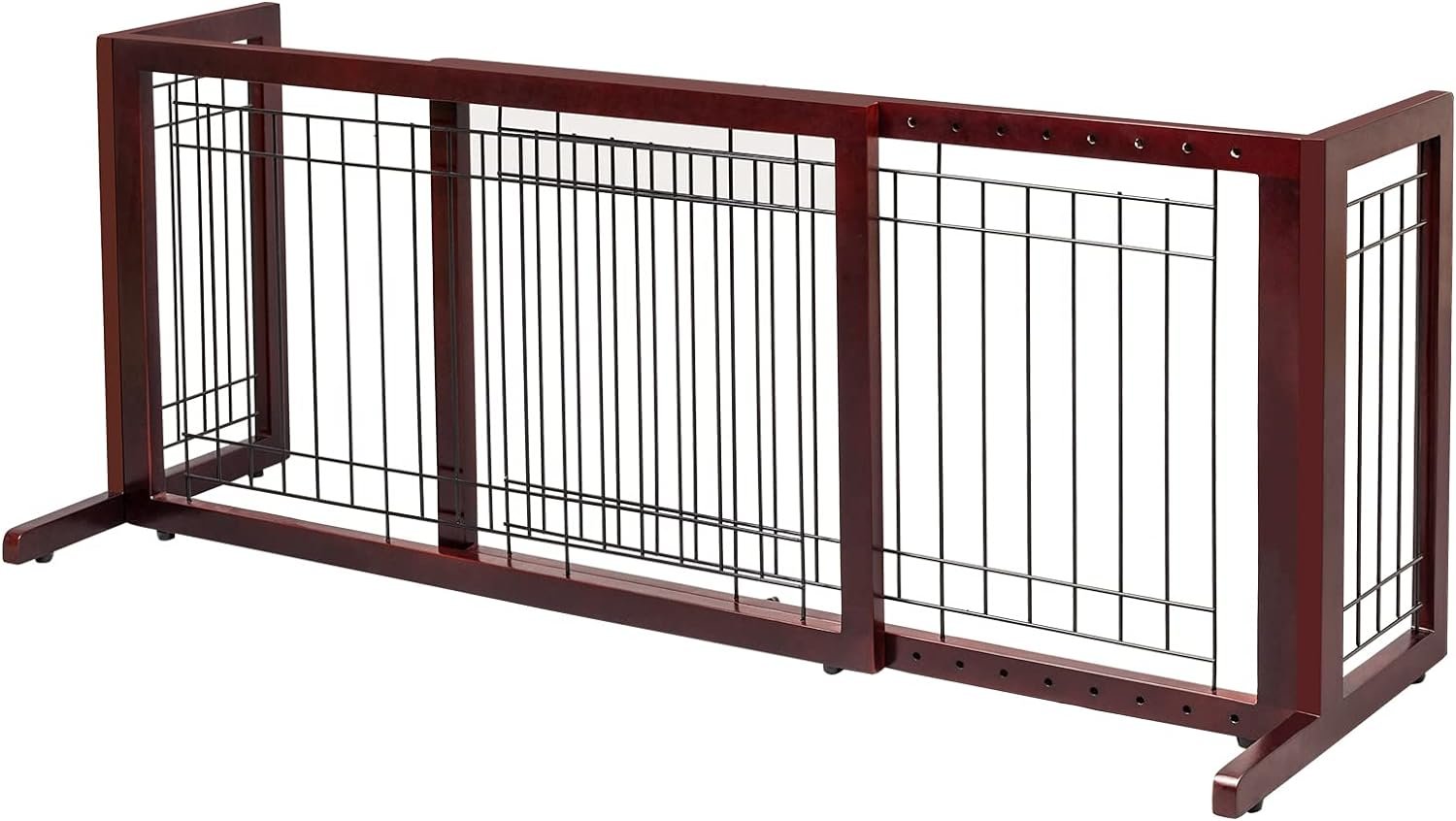 Bonnlo Free Standing Dog Gate, 37″ – 68″ Wide Pet Gate for Fireplace Stairs Doorways, Wooden Adjustable Pet Fence Indoor, Christmas Tree Gate (Cherry)