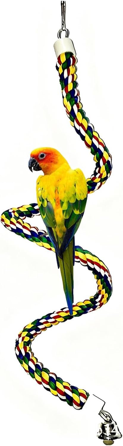 Bird Rope Perch & Birds Swing Set – Bird cage Accessories, Rope perches for Conures, Parrots,Cockatiel,Lovebird,Budgerigar,Parakeet perches for cage,Birds perches