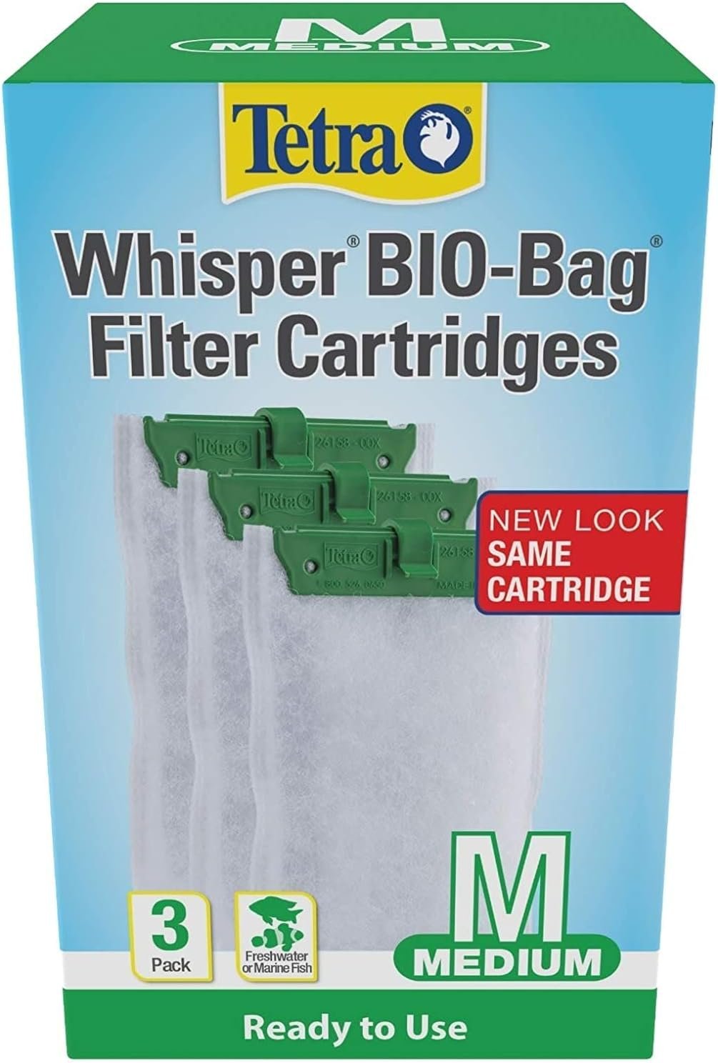 Tetra Whisper Bio-Bag Medium Filter Cartridges for Aquariums, 3 Count, Ready to Use, Fits Tetra Whisper Fish Tank Filters 5-10 Gal, PF-10, IQ 10