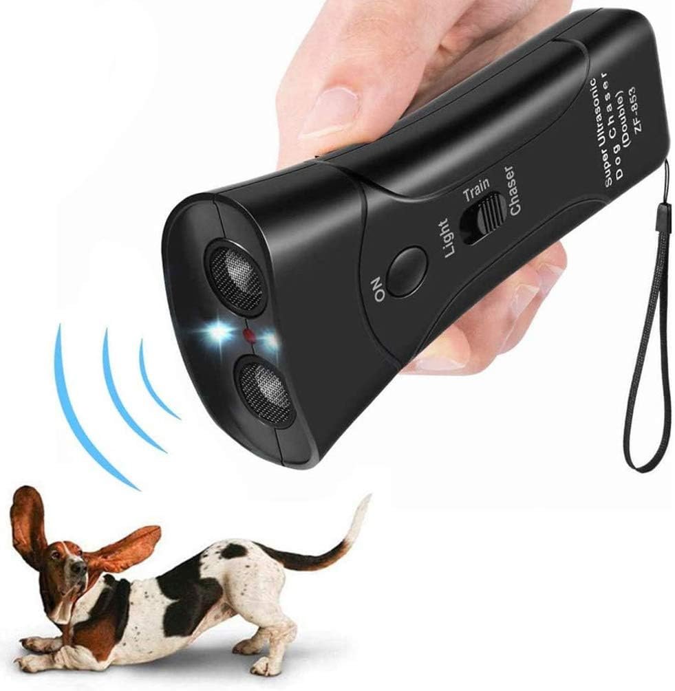 Ultrasonic Dog Trainer Device Electronic Dog Deterrent/Dog Barking Control Devices Training Tool Stop Barking Sonic Dog Repeller (Black)