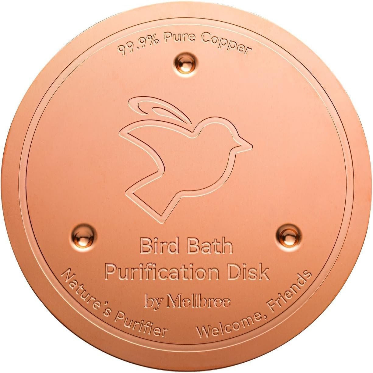 Mellbree Bird Bath Copper Disc, 0.6mm Reinforced 99.99% Pure Copper Cleaning Disk for Physical Safe Clean Water All-Season, Universal Fit for Outdoor Birdbaths, Bowl, Bird Bath Solar