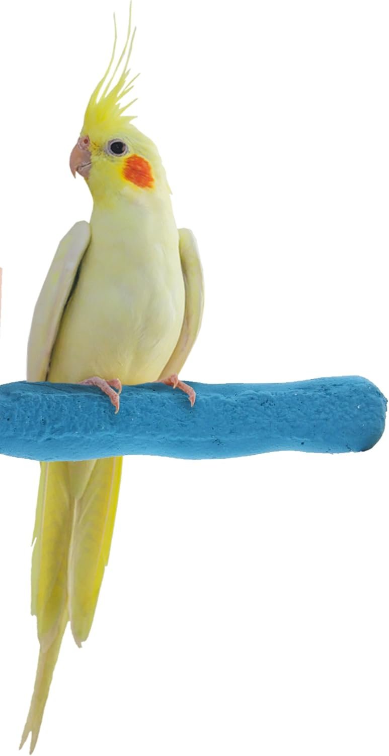Sweet Feet and Beak Comfort Grip Safety Perch for Bird Cages – Pedicure Perch for Birds to Keep Nails and Beaks in Top Condition – Safe Easy to Install Bird Cage Accessories X-Small 4.5″ – Blue