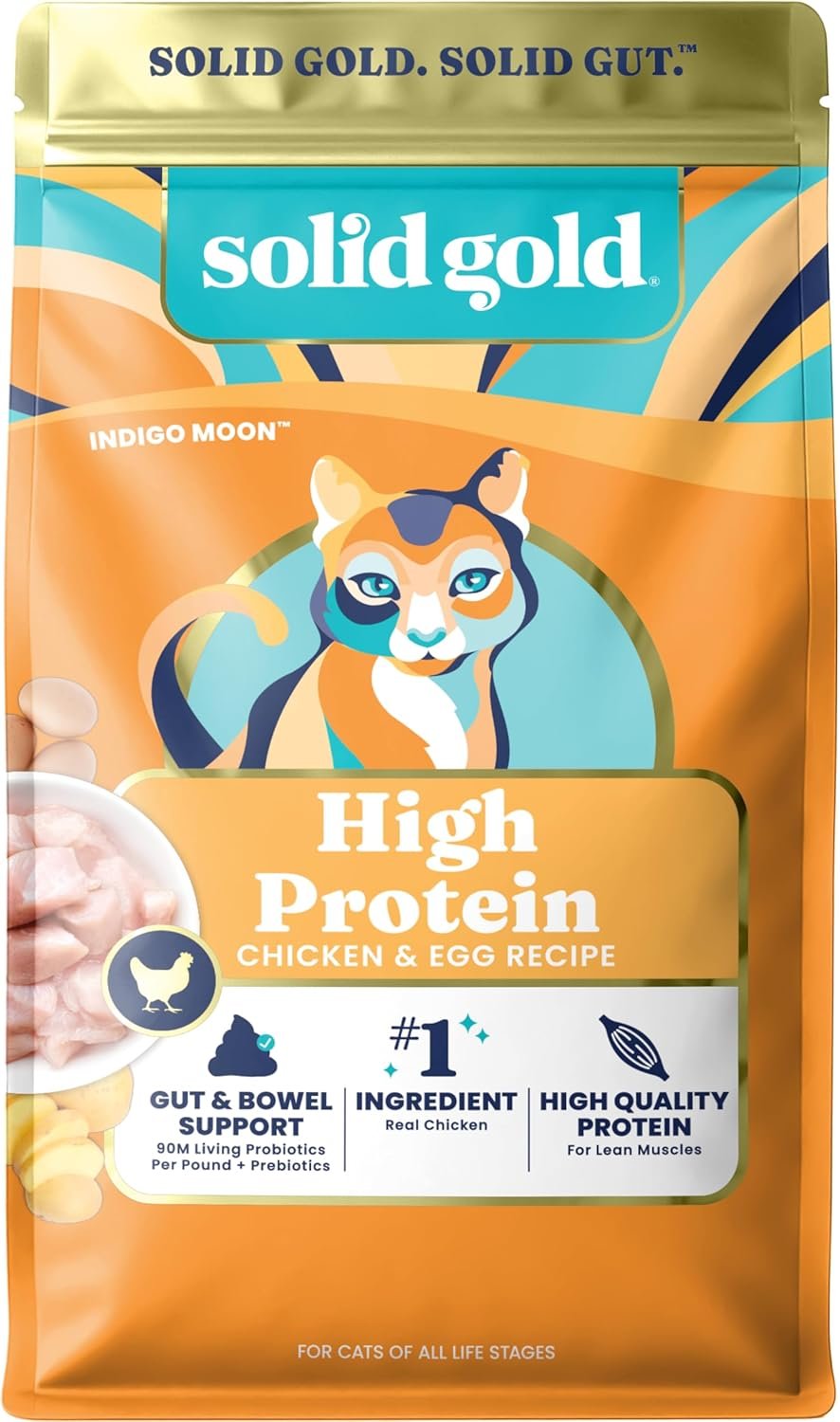 Solid Gold High Protein Dry Cat Food – Grain Free & Gluten Free Chicken Cat Dry Food w/Probiotics for Gut Health & Digestion – High Fiber & Omega 3 – Low Carb Superfood Kibble for Cats All Ages – 3LB
