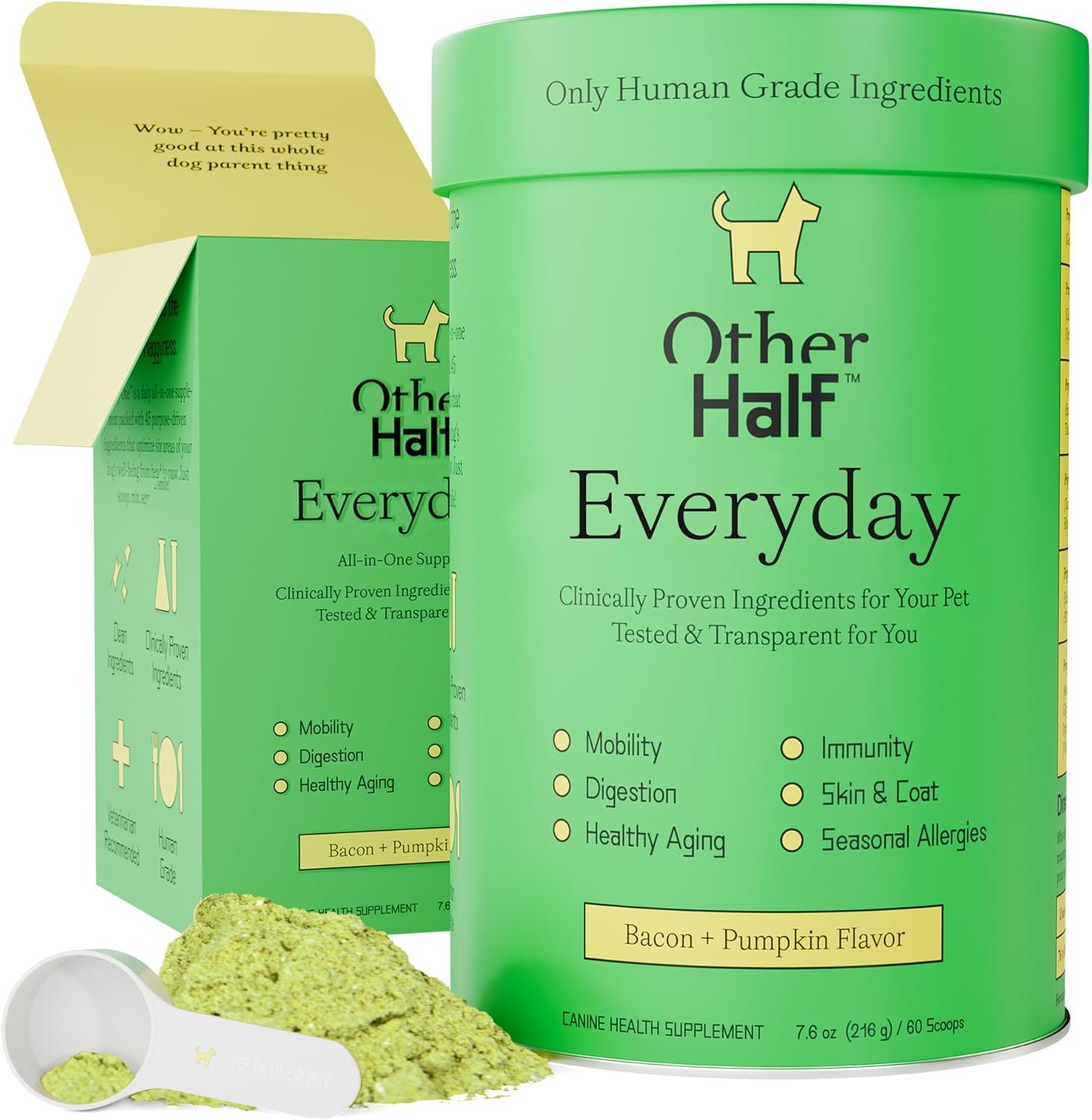 Other Half Everyday – Dog Multivitamin Supplement – Daily Joint, Gut, Allergy, Immune, Urinary Tract Support, Skin, Coat & More – Glucosamine, Chondroitin, Omega 3 & Probiotics | 45 Active Ingredients