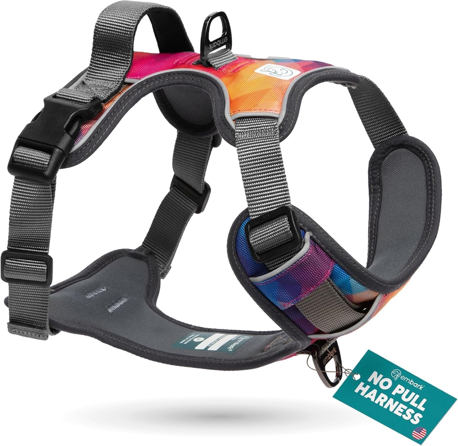 Embark Adventure No Pull Dog Harness, Reflective Trim No Pull Harness for Medium Sized Dog – Military Grade Nylon, Front Clip with Gel Lined Handle. Soft & Padded Puppy