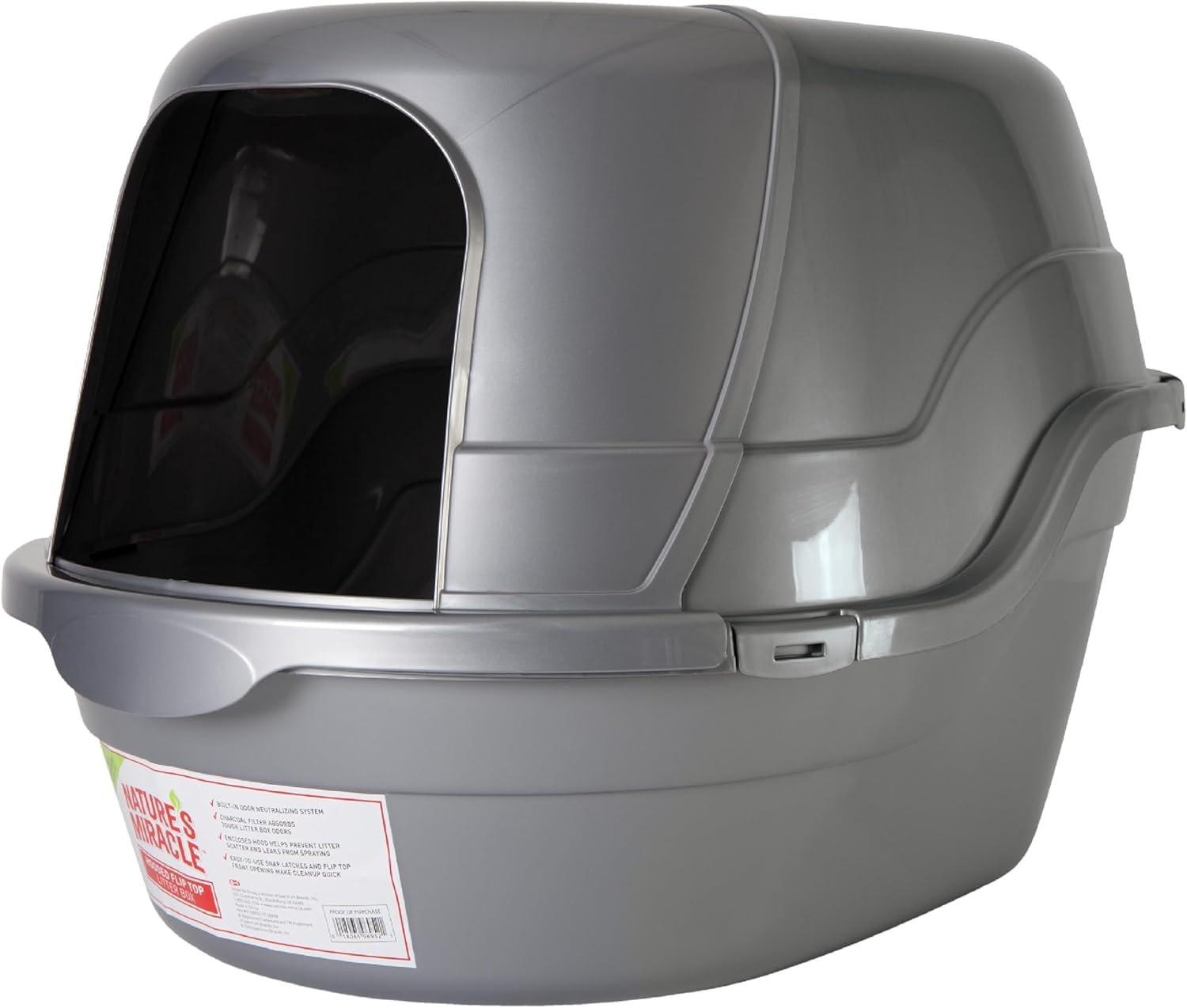 Nature’s Miracle Hooded Flip Top Litter Box for Cats, With Built-In Odor Control Charcoal Filter