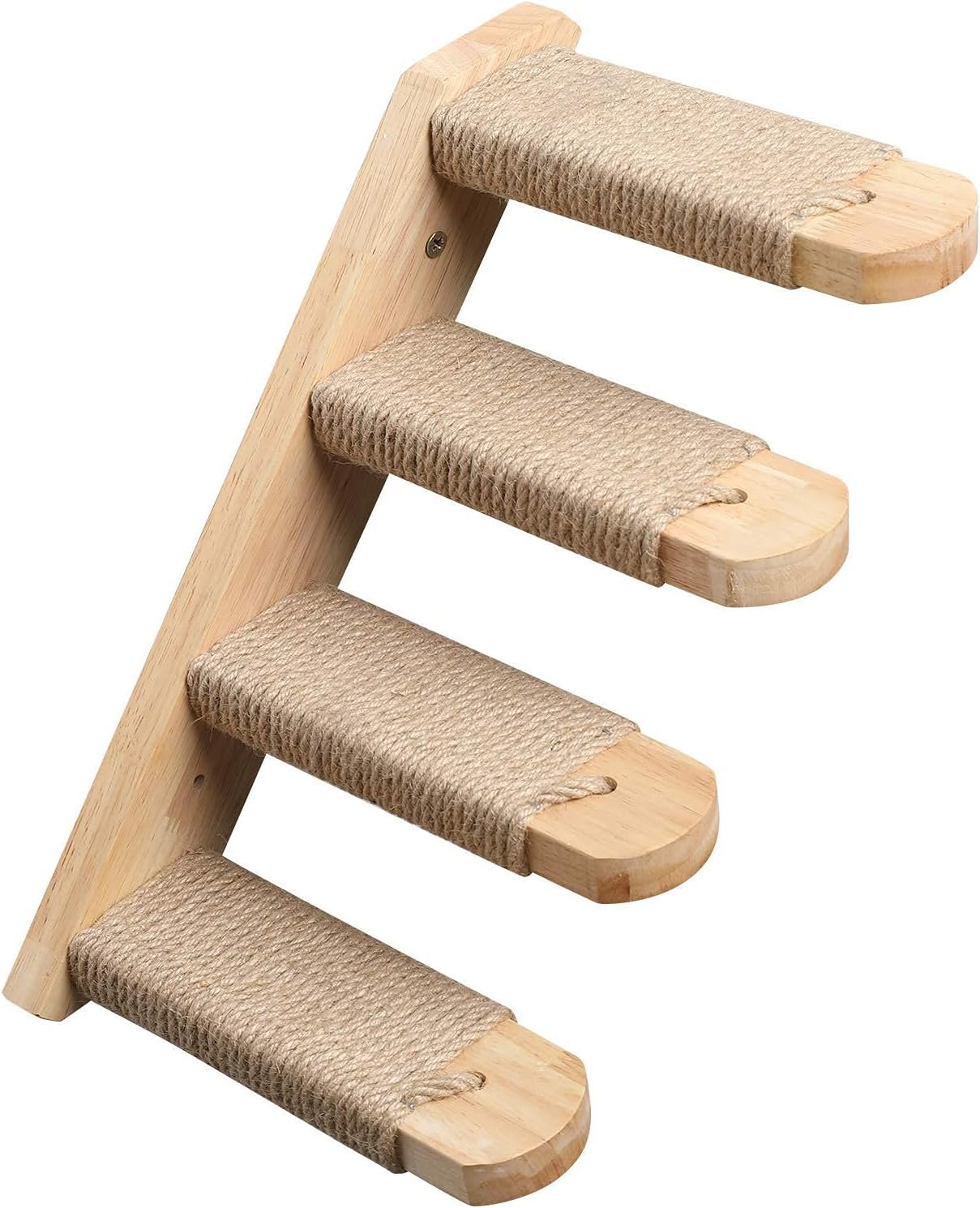 FUKUMARU Cat Climbing Shelf Wall Mounted, Four Step Cat Stair with Jute Scratching for Kitten Shelves Furniture – Small