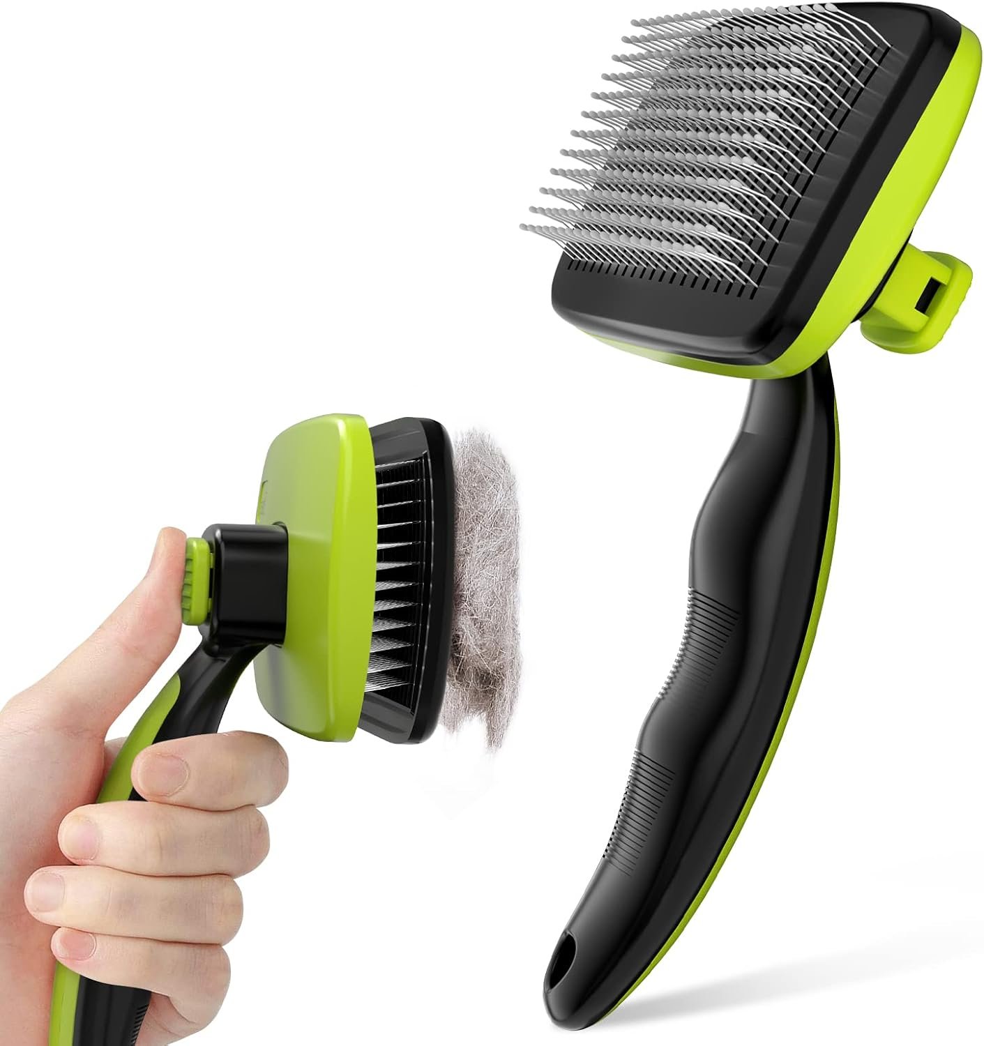Pecute Skin Friendly Self-Cleaning Slicker Brush for Dog & Cat Shedding Season, Lightweight Undercoat Hair Removal Dog Brush Cat Brush for White-Coated, Short & Double-Coated Puppies, Kittens