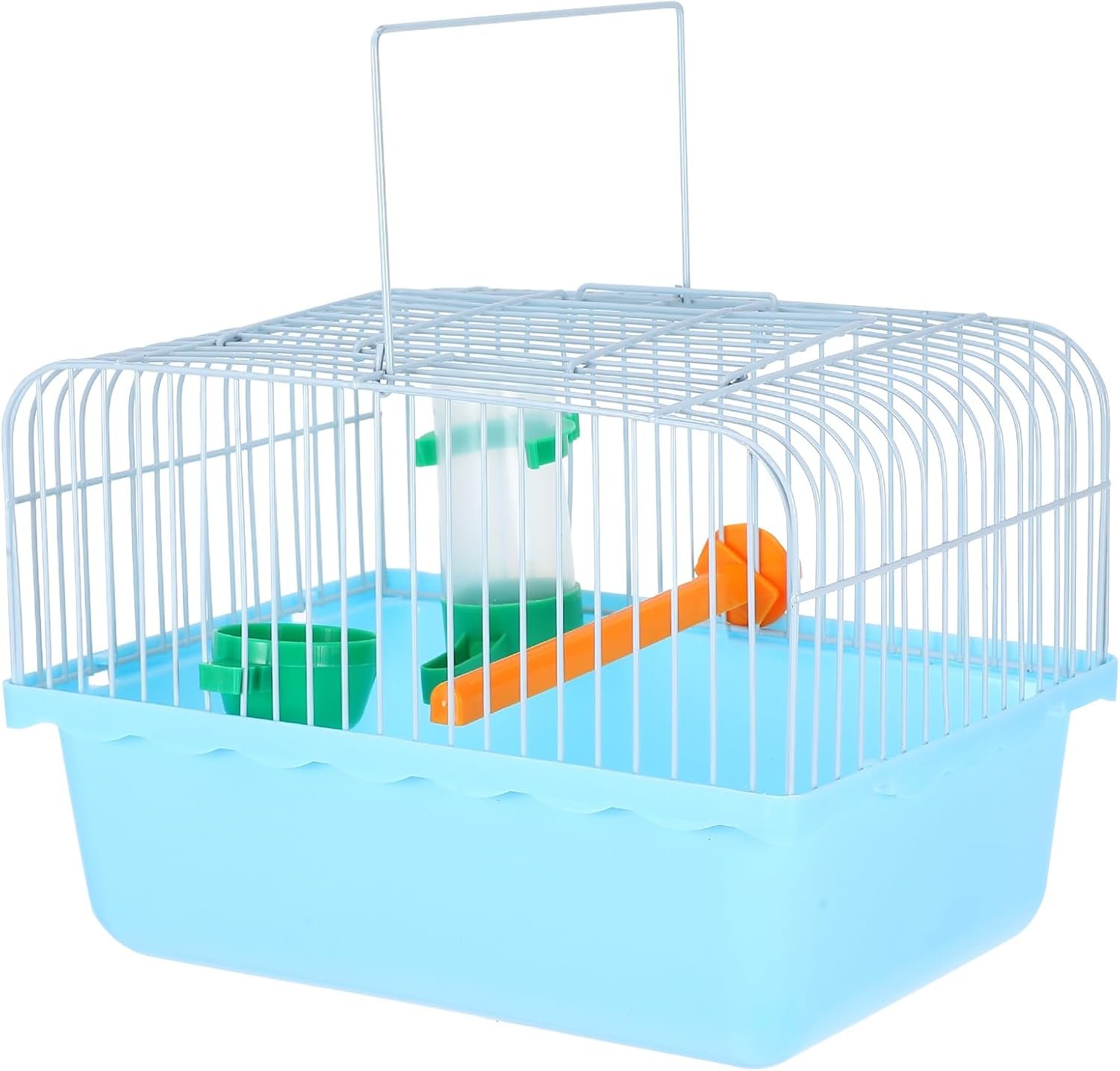 Toddmomy Portable Bird Cage with Perch Food Box Water Dispenser Spacious Travel Carrier for Parrots Lovebirds Small Birds 9.29X6.57X6.29 Inches