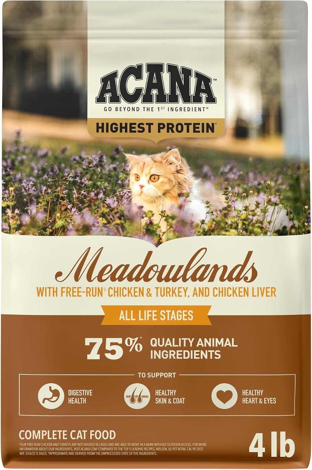 ACANA Grain-free Dry Cat Food Meadowlands Chicken Turkey Fish and Cage-Free Eggs 4lb Bag