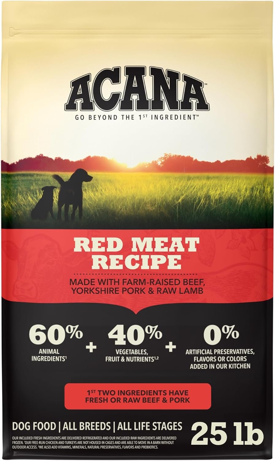 ACANA Grain Free Dry Dog Food Red Meat Recipe 25lb Bag