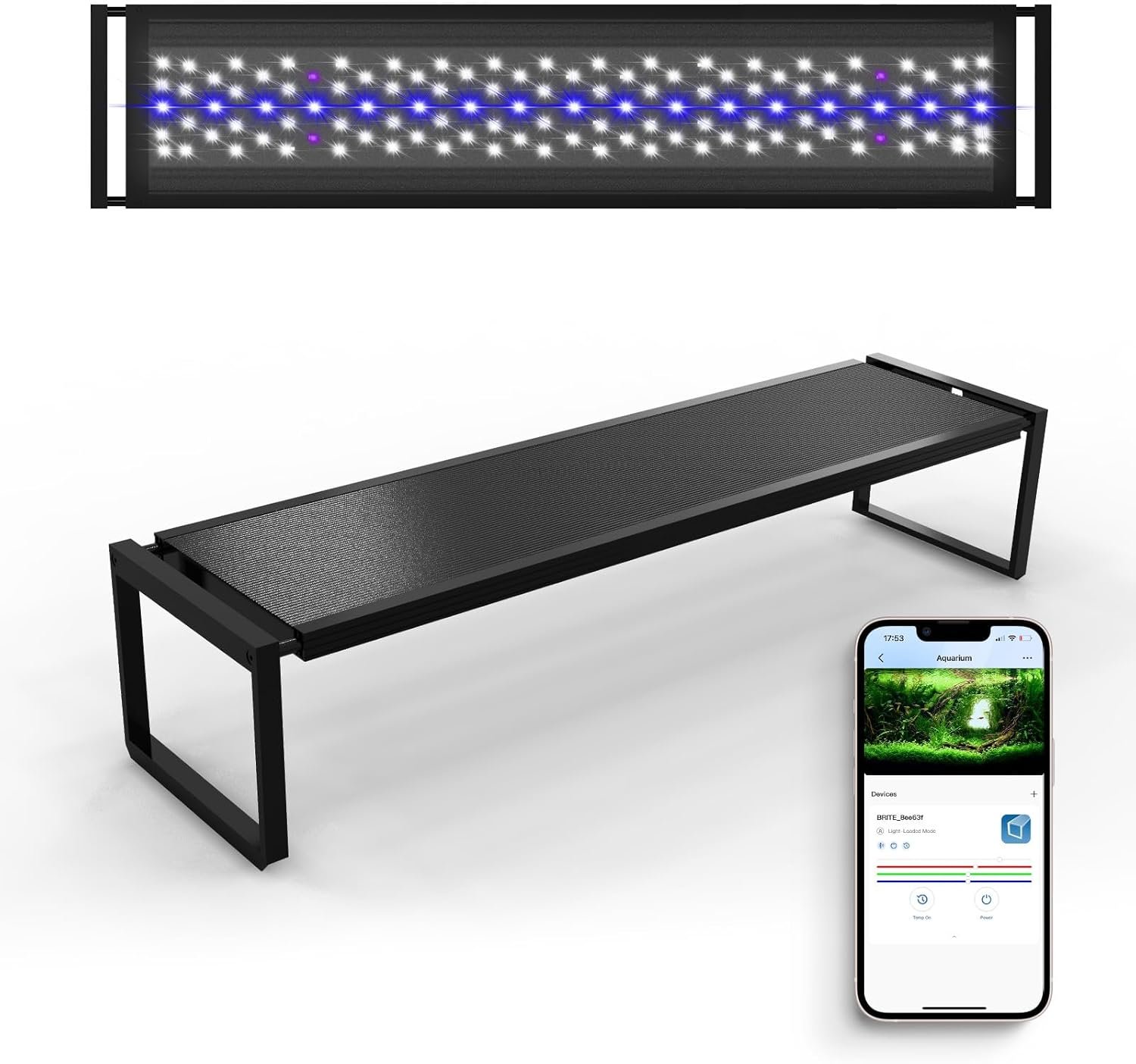 FZONE Aquarium Light for Plants, 72W LED Fish Tank Light for 47–55 “, Full Spectrum with APP Control, Timer & Sunrise/Sunset (Light 120)