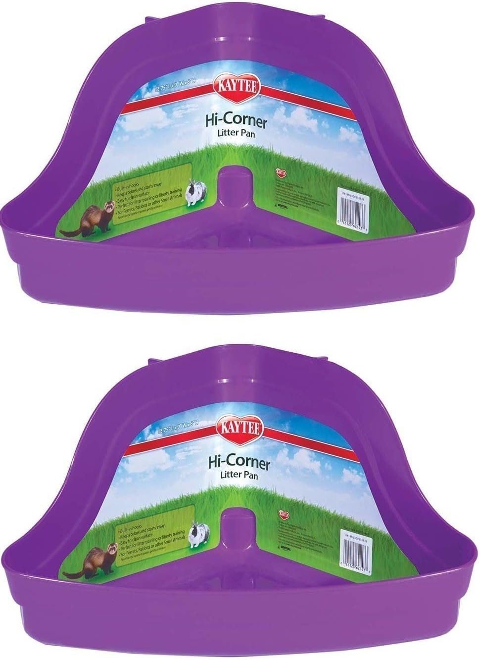 Kaytee High Corner Litter Pan (Assorted Colors) 2pk. 13.25″ x 10.25″ x 7″