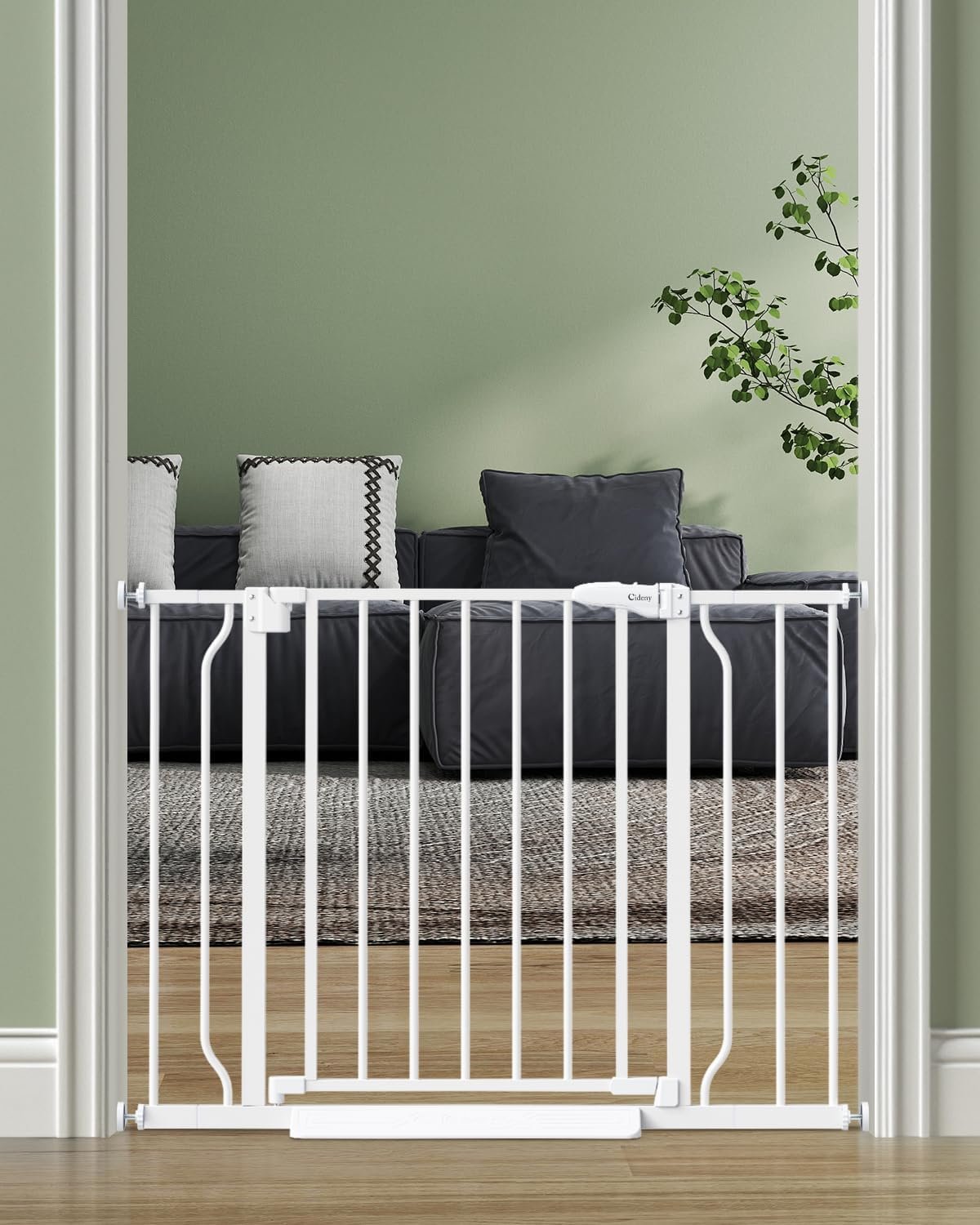 Baby Gate No Drilling, 29″-40″ Auto Close Dog Gate Indoor for Doorways & Stairs, Pressure Mounted Adjustable Pet Gate, Easy Walk Through Child Gate for Children & Pets Stroller Friendly, White