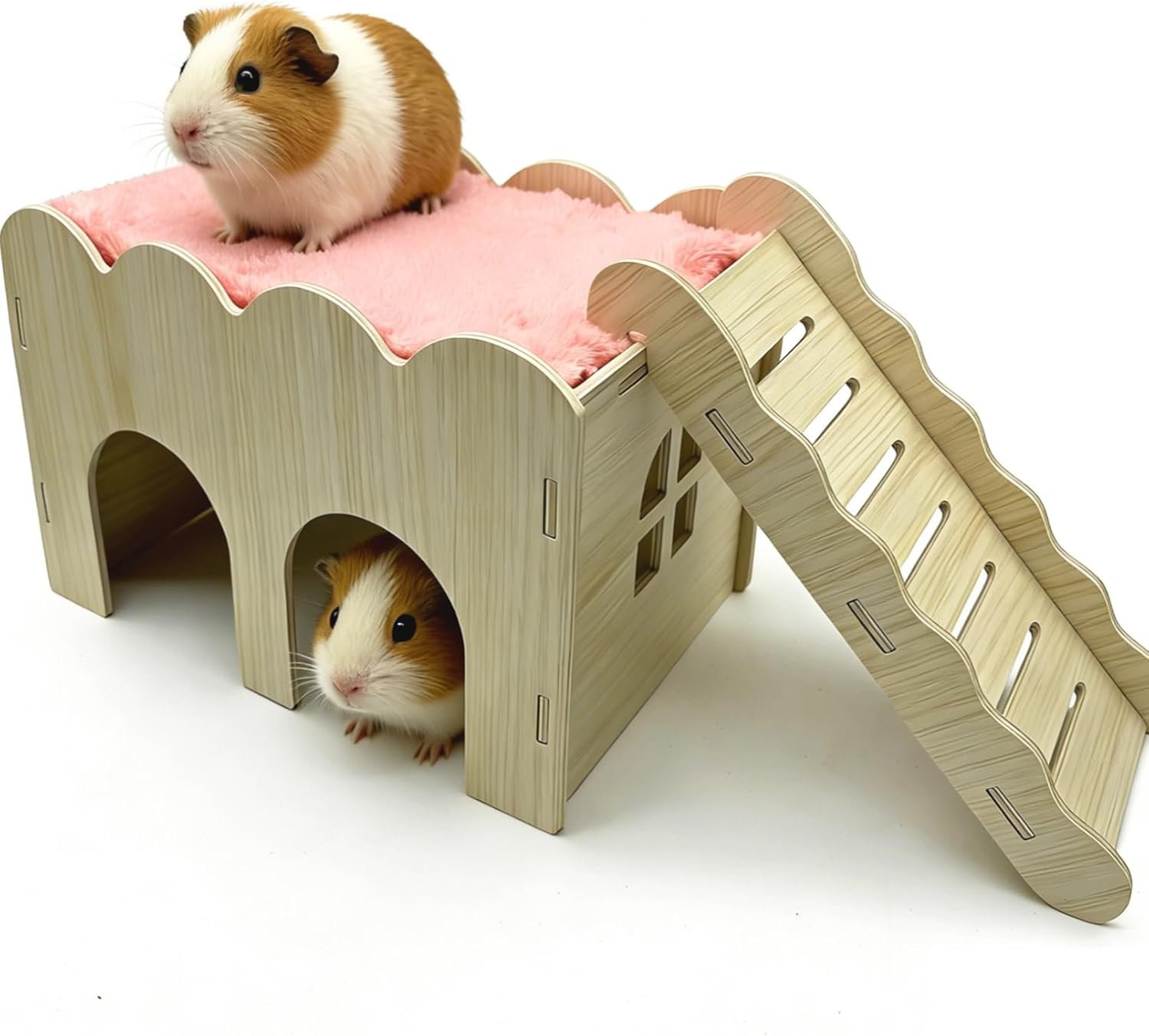 Guinea Pig Hideout Hamster Wood House Platform with Ladder for Rat Hamster Squirrel Gerbil Sugar Glider