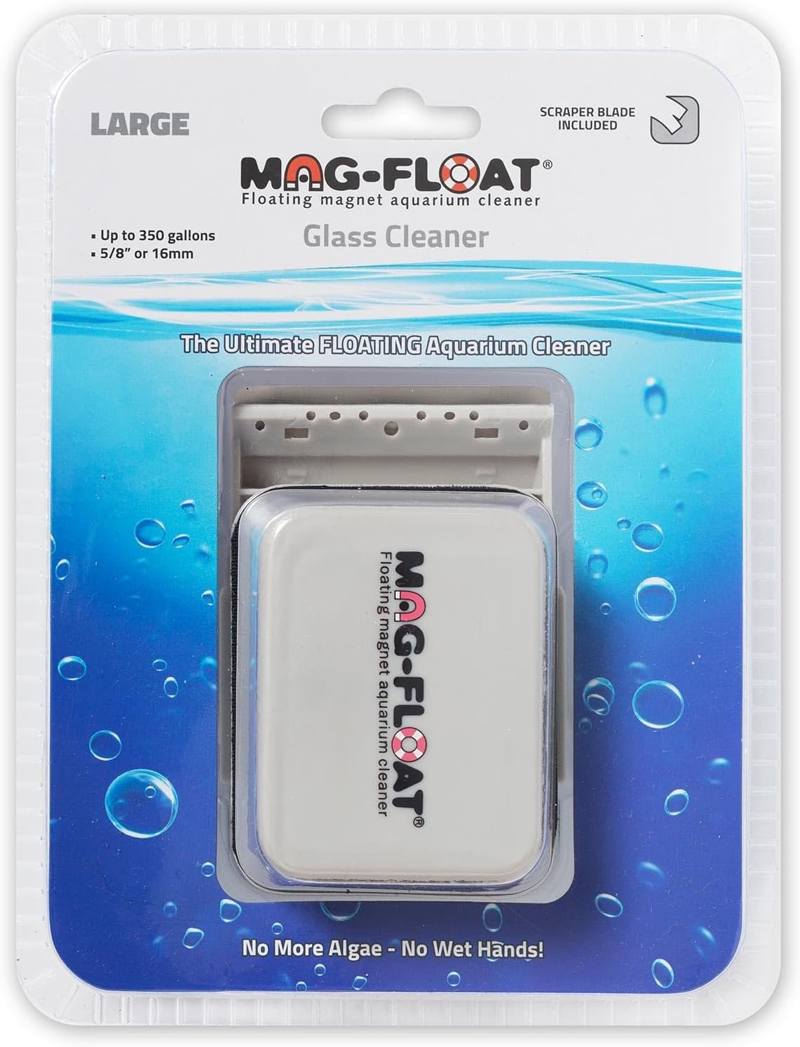 Mag-Float Large Glass Floating Algae Scraper 350 w/Scraper Blade Attachment | Magfloat Magnetic Fish Tank Cleaner | Magnet Scrubber Brush Cleaning Tool for Aquarium