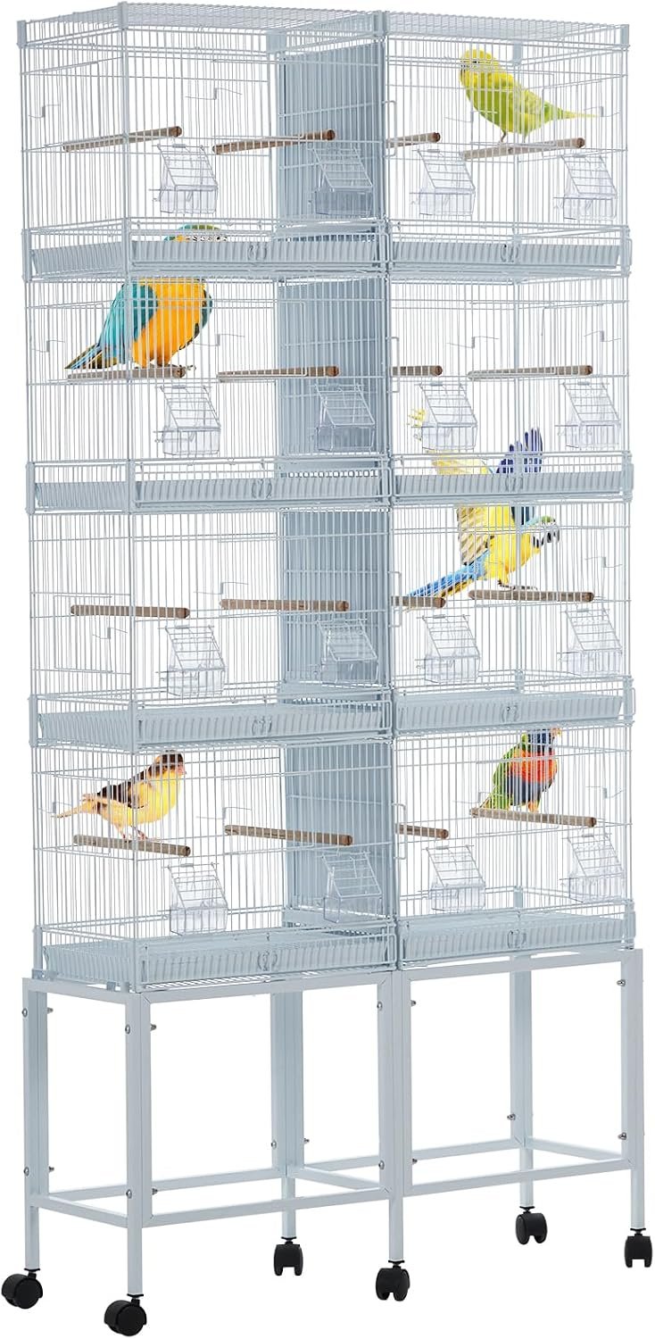 Garvee Bird Cage, 69”H LOT-4 Stackable Breeding Bird Cage, Divided Bird Breeder Cage w/Individual Removable Tray, Application for Conure,Macaw,Budgie,Cockatiel,Lovebirds,Parakeet