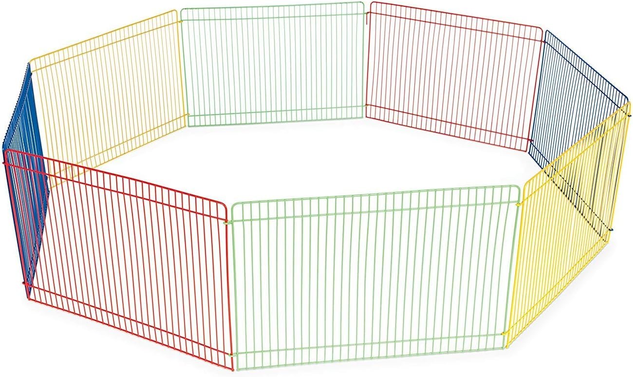Prevue Pet Products Multi-Color Small Pet Playpen – Animal Pen for Rabbits, Guinea Pigs, Hamsters, Tortoises, Bunny Enclosure, Easy to Assemble, Indoor & Outdoor