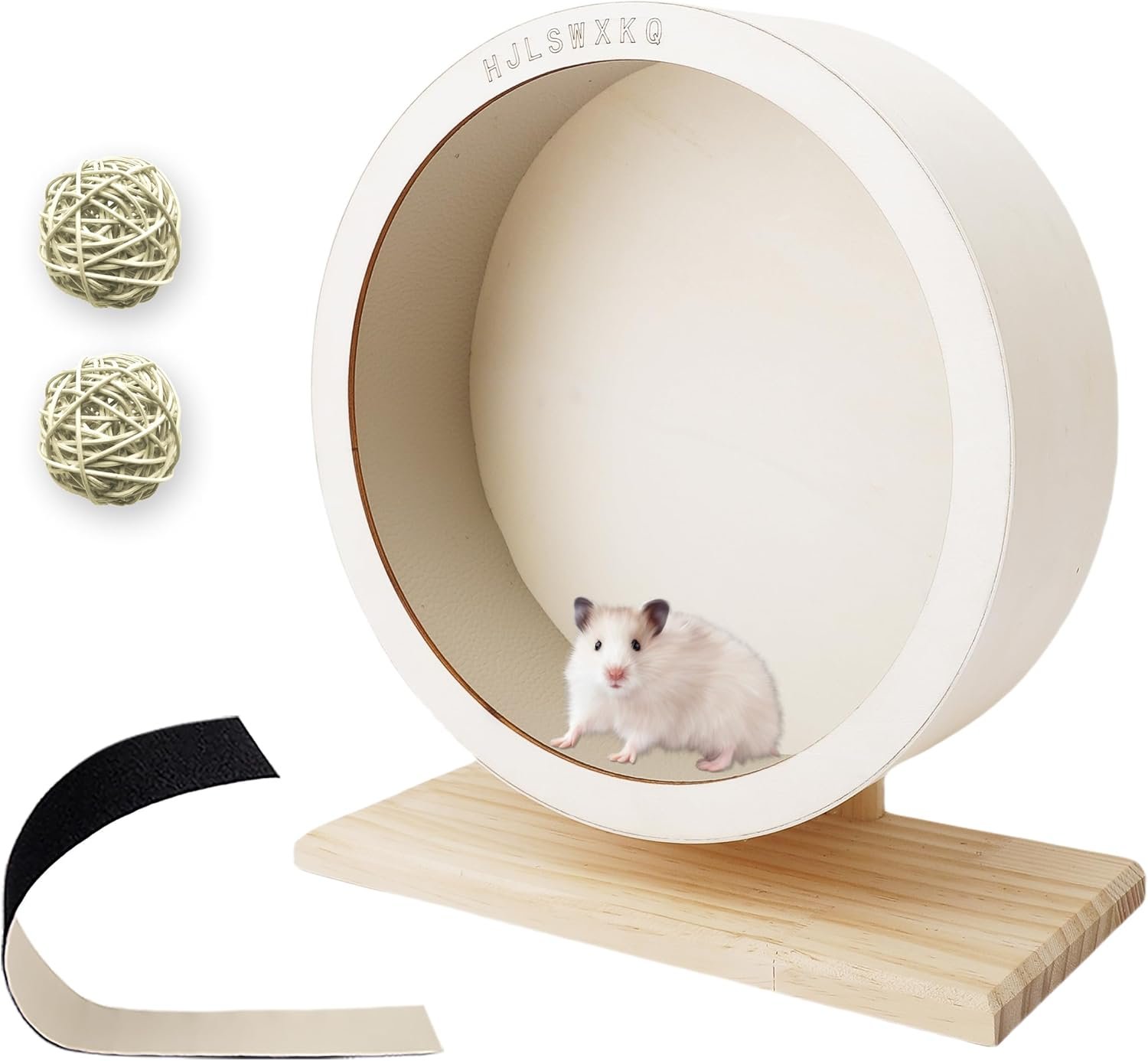 6.6in Silent Hamster Wheel with 2 Natural Chew Toys – Wooden Exercise Wheel with Removable Track, Quiet Spinner for Gerbils, Mice, Hamsters,Mouse,Syrian Hamster (6.6in)