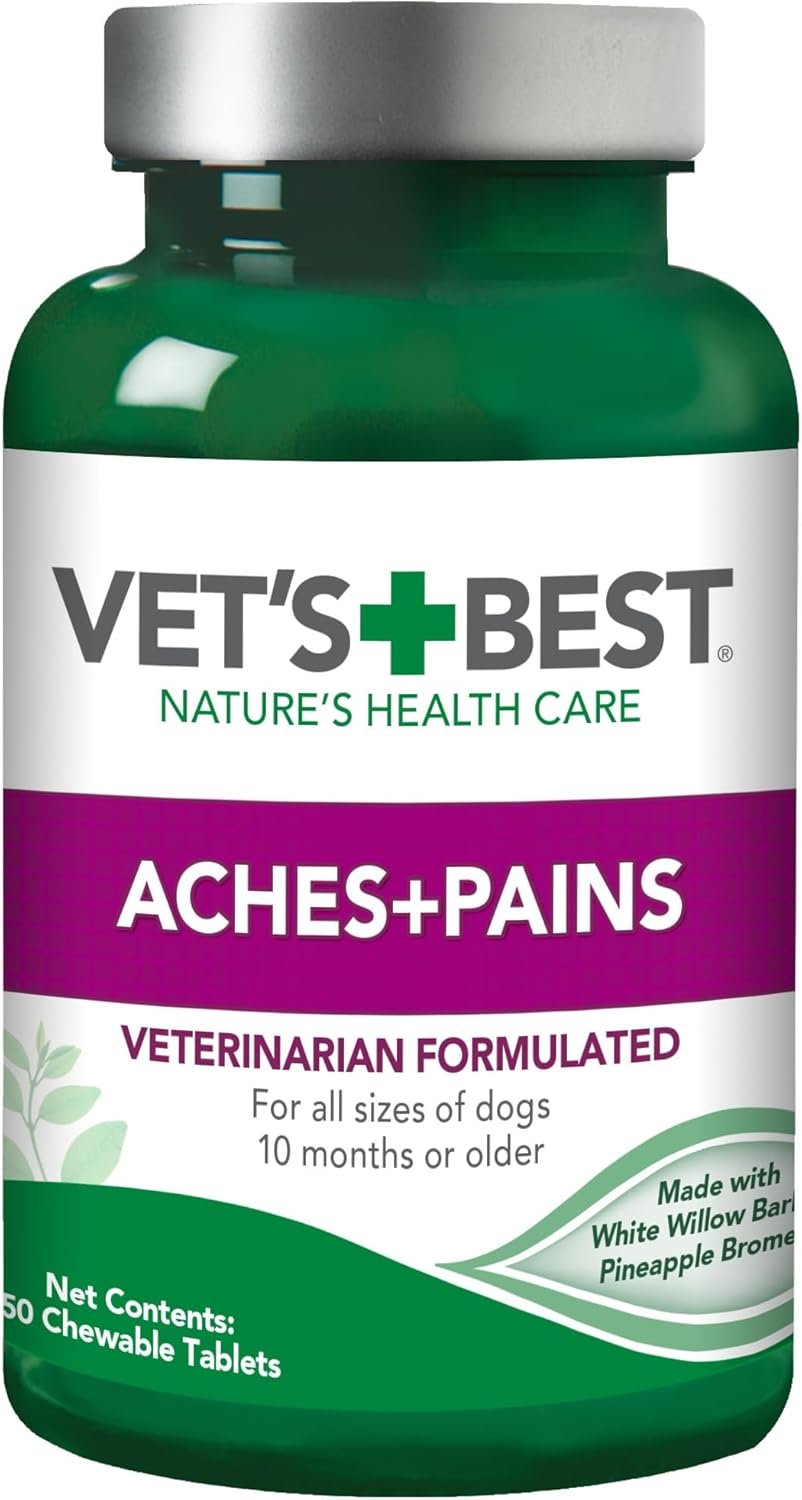 Vet’s Best Hip & Joint Supplement for Dogs, Glucosamine, MSM & Bromelain Joint Support for Mobility & Comfort, Dog Arthritis & Inflammation Support Chewable Tablets, Vet Formulated, 50 Count