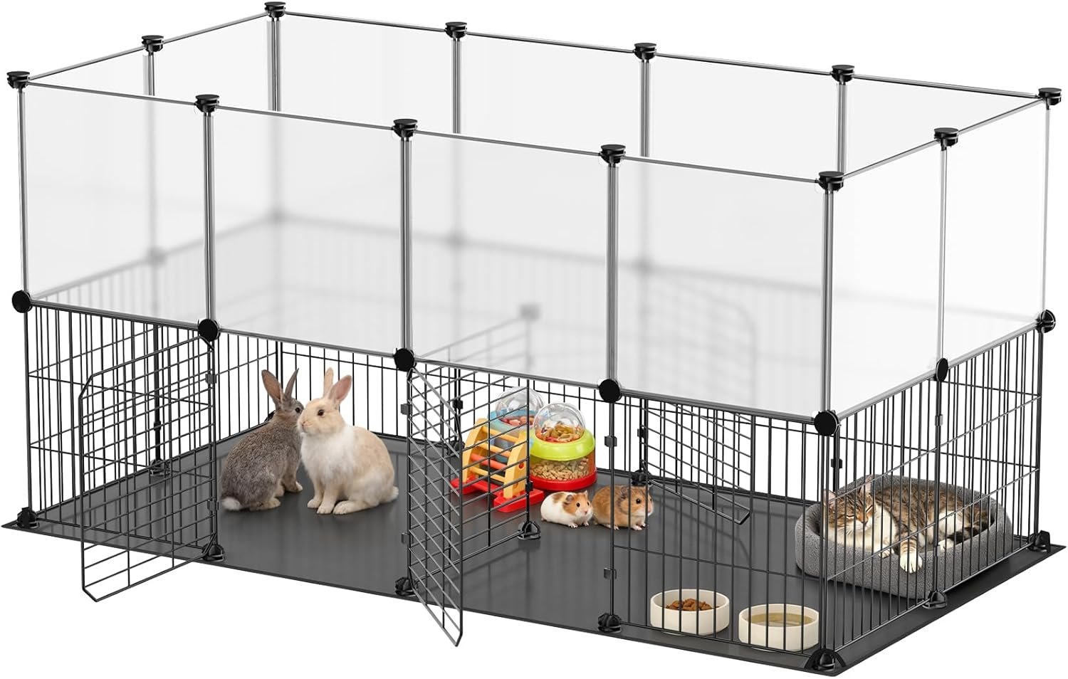 XiaZ Small Animal Playpen 26 Panels, Guinea Pig Cages with Waterproof Mat 47.2″ x 23.6″ x 23.6″,Puppy Play Pen for Chicken,Pet Fence for Rabbit,Bunny,Ferrets,Hamsters,Hedgehogs Indoor