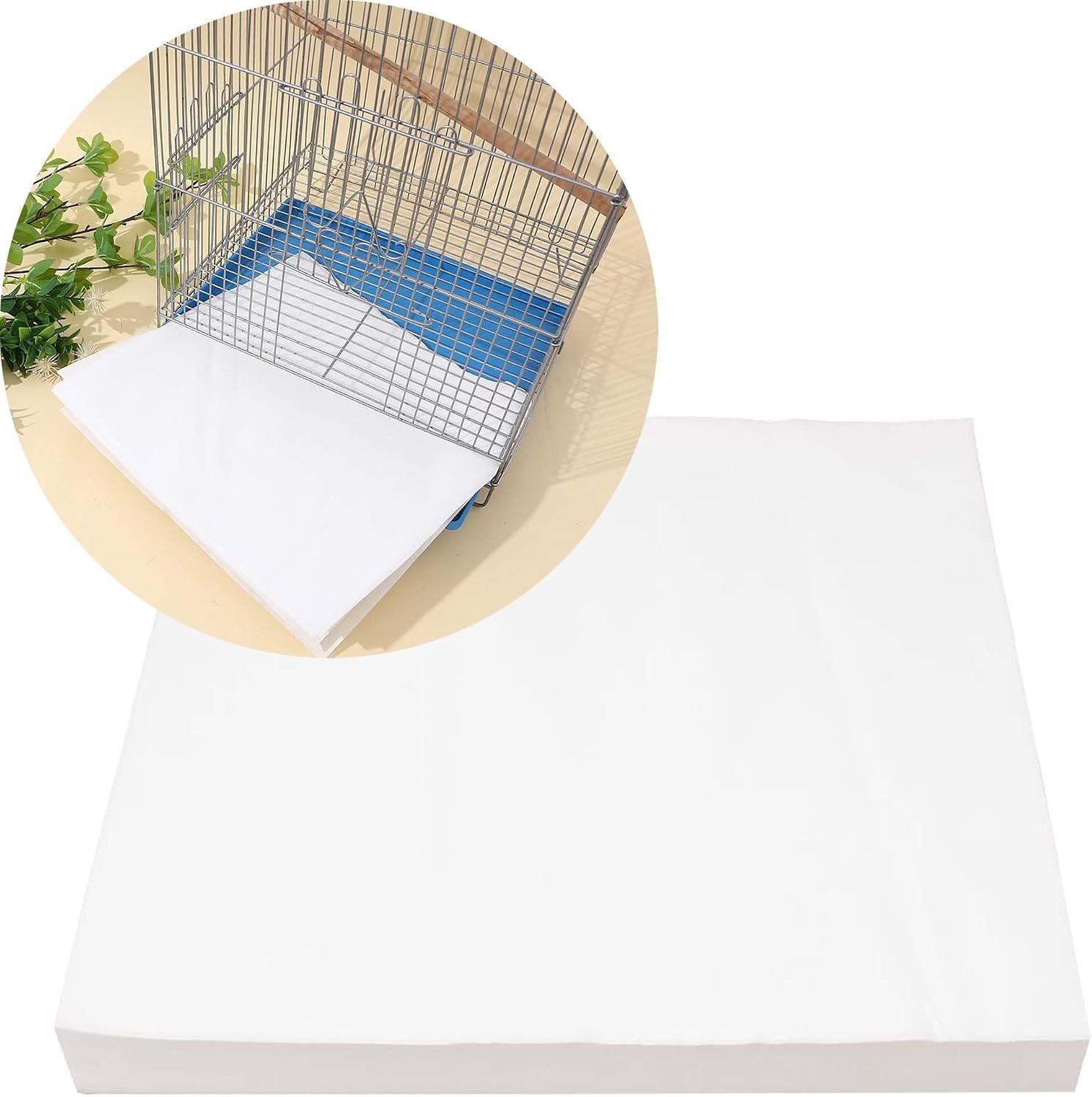 100 Sheets Bird Cage Liner Papers, Disposable Bird Cage Paper Liners, Cuttable Pet Animal Cages Cushion, Precut Absorbent Bird Paper for Bird Parrot Small Animal, 12.2” X 17.3”