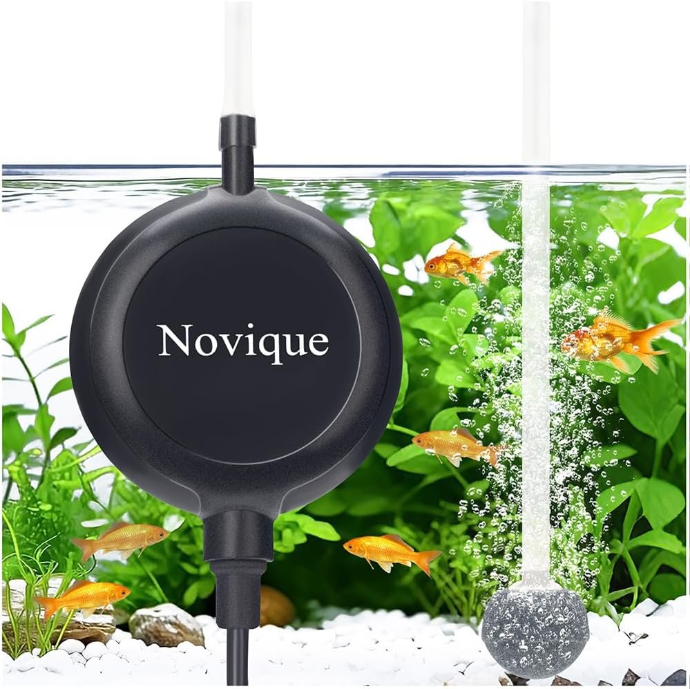 Nano Ultra Quiet Aquarium Air Pump 1.5W Mini Oxygen Aerator with Accessories for 1-15 Gallon Fish Tank Super Silent Black