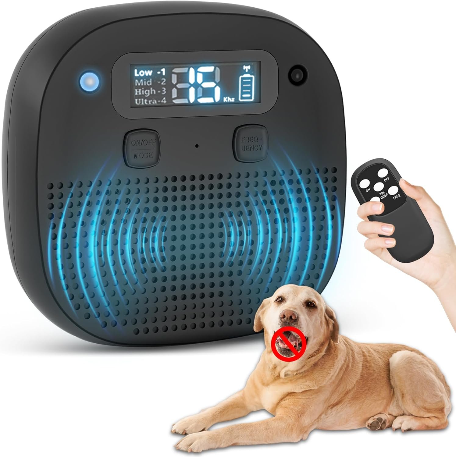 Tetra Dog Bark Deterrent Devices,Ultrasonic Anti Barking Device for Dogs, Rechargeable Barking Control Devices with Sensor & 60ft Remote Control, Adjustable Bark Stopper Indoor Outdoor