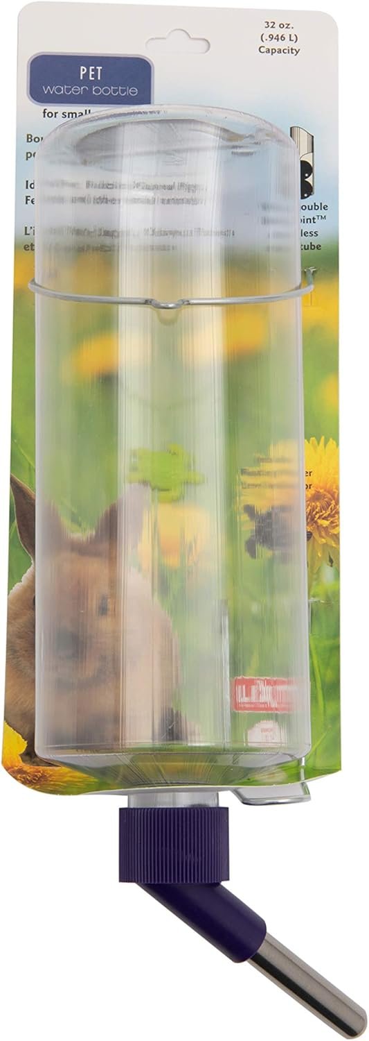 Lixit Standard Cage Water Bottles for Rabbits, Ferrets, Guinea Pigs, Hamsters, Rats, Mice and Other Small Animal’s (32 Ounce, Clear)