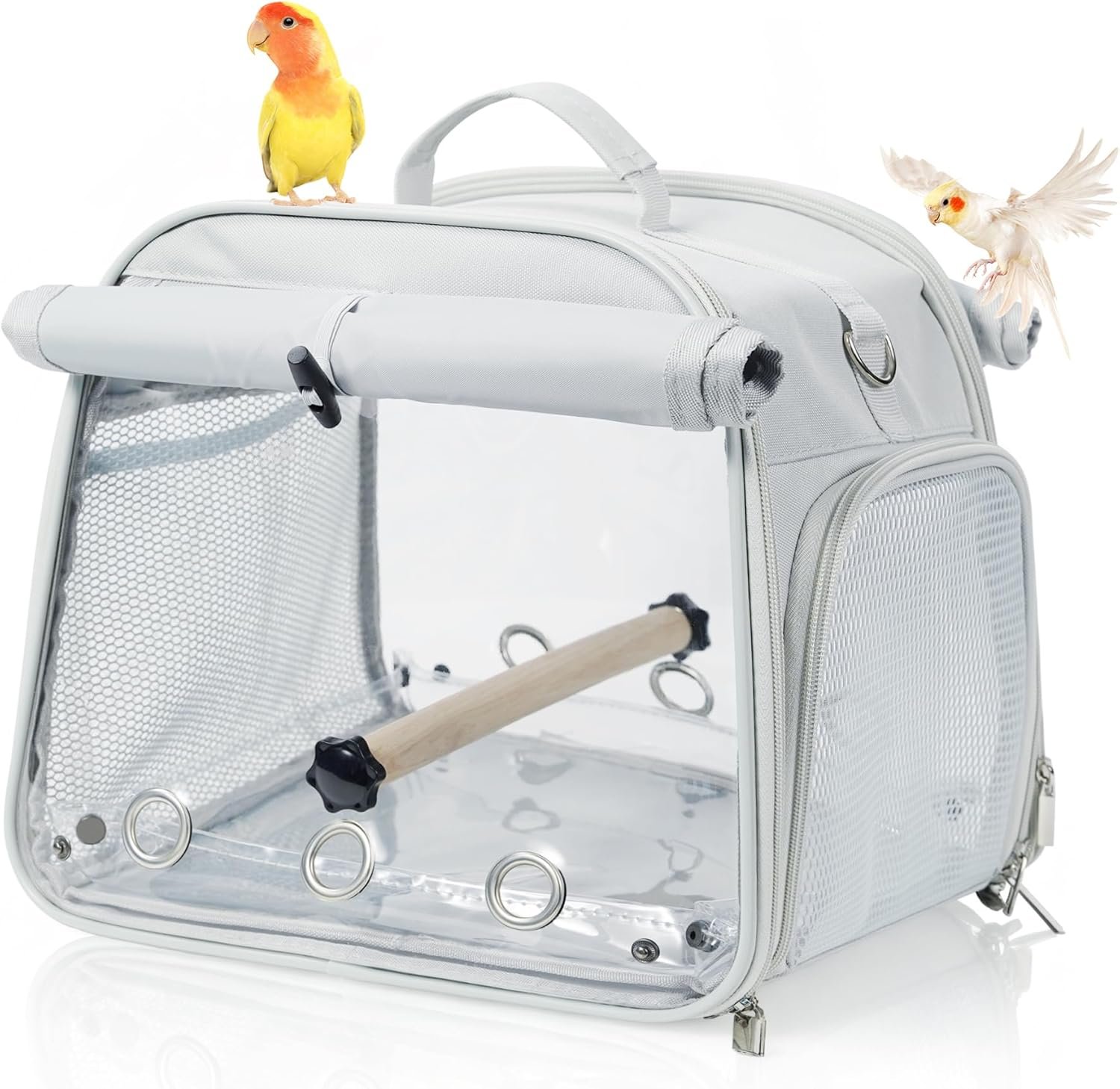 Small Bird Carrier Bag, Portable Travel Parrot Parakeet Carrier Cage with Perch and Easy Clean Tray, Lightweight Bird Backpack for Vet Visit Shopping and Outdoor Adventure